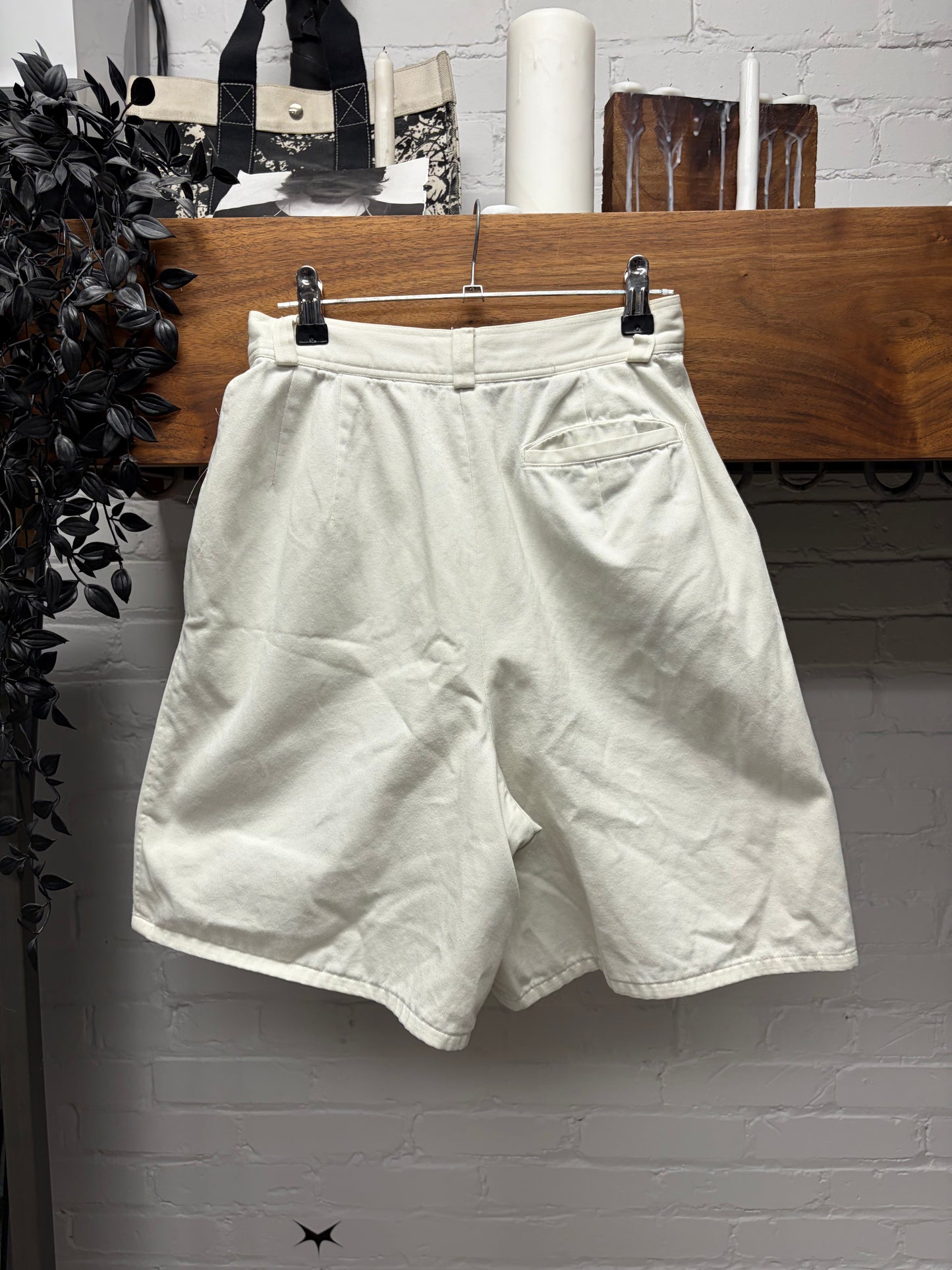 Vintage 90s Balenciaga Pleated White Logo Shorts