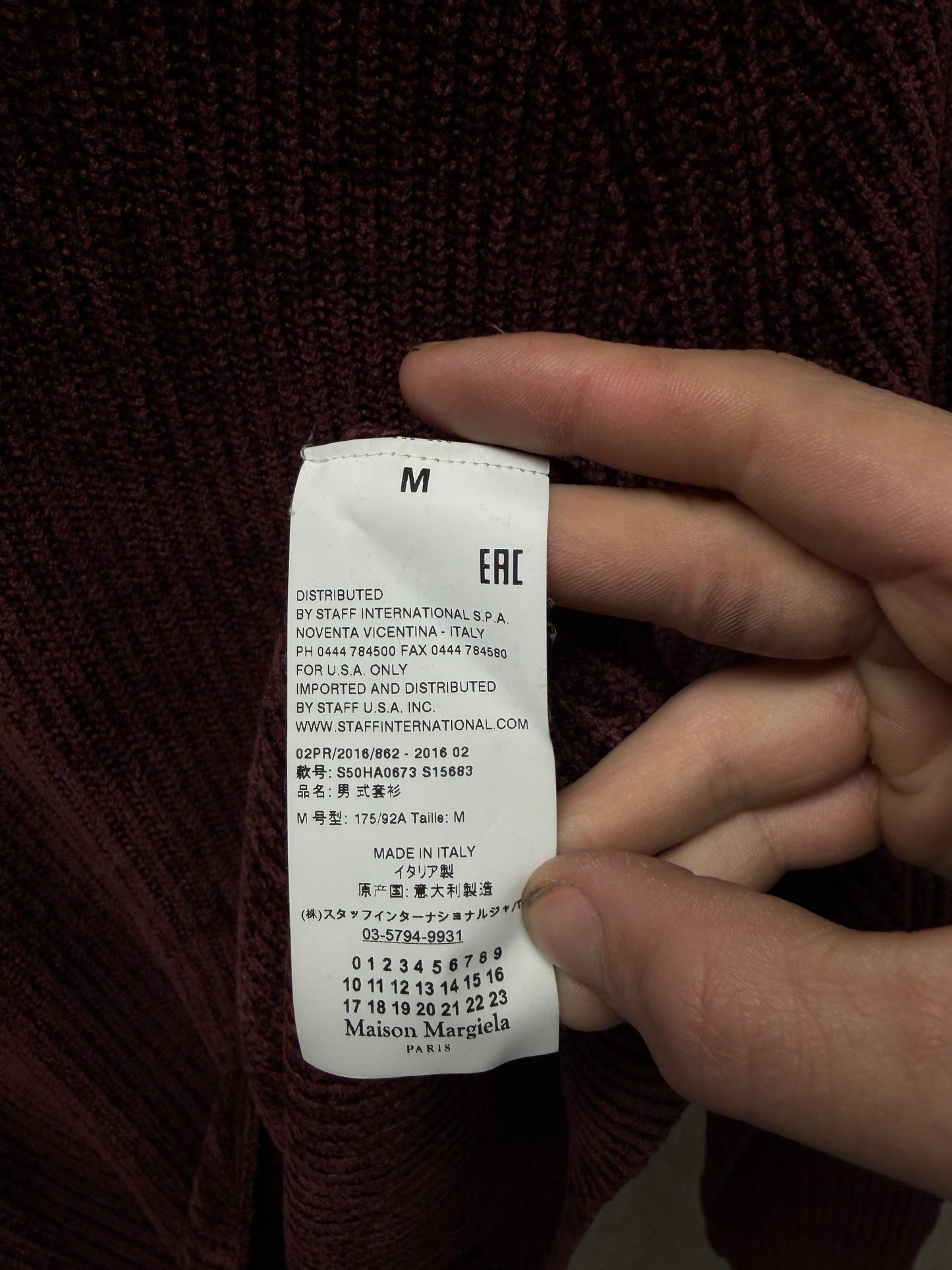SS2016 Maison Margiela ‘Velvet Red’ Ribbed Knit Sweater