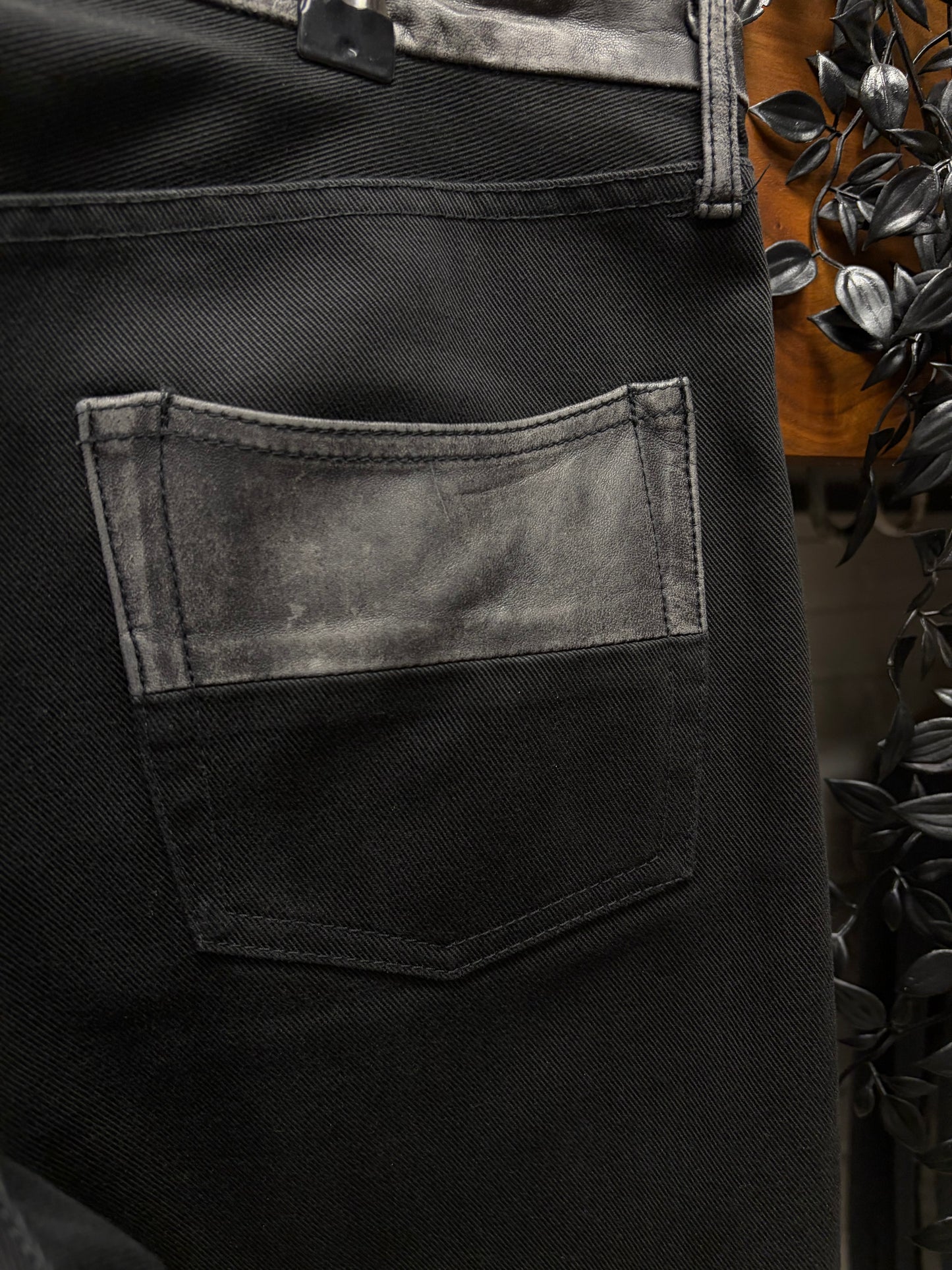 AW2005 Undercover ‘Arts & Crafts’ Leather ‘Cummerbund’ Skinny Jeans