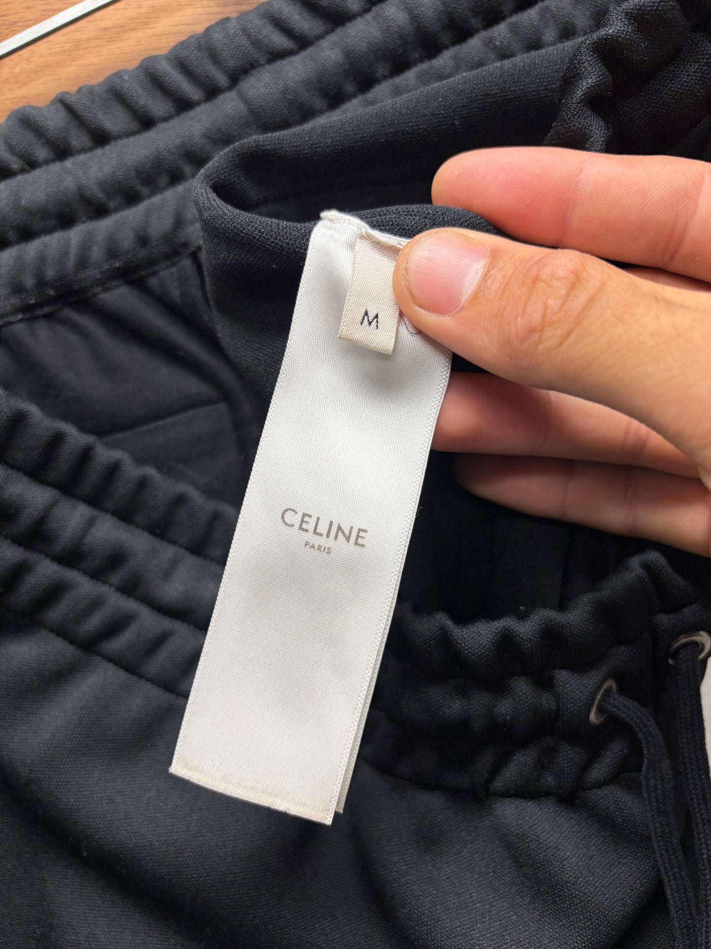Celine by Hedi Slimane Double Face Jersey Black/White Side Stripe Track Pants