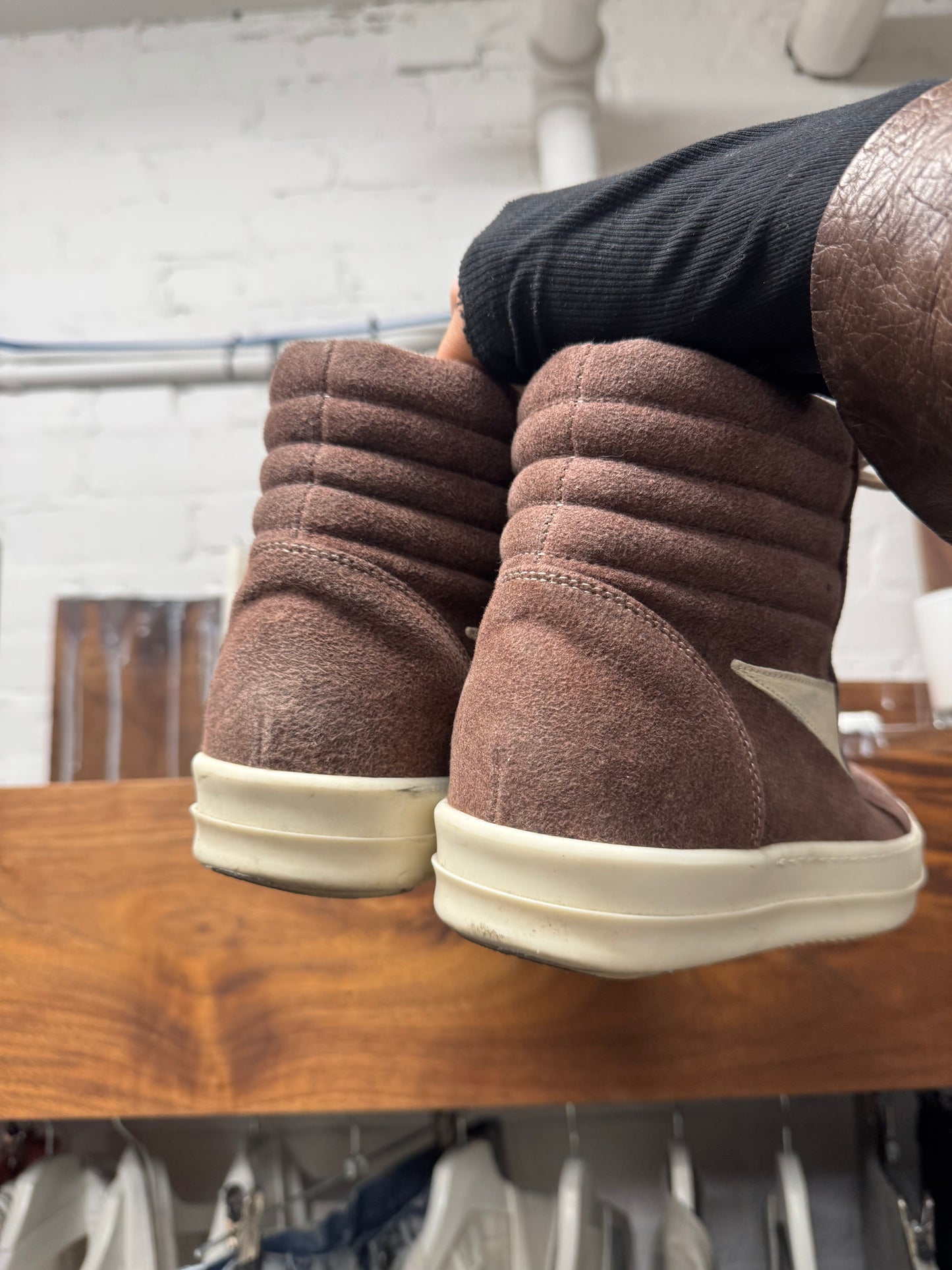 AW2024 Rick Owens ‘Vans’ Porterville Dust Brown High Top Sneakers