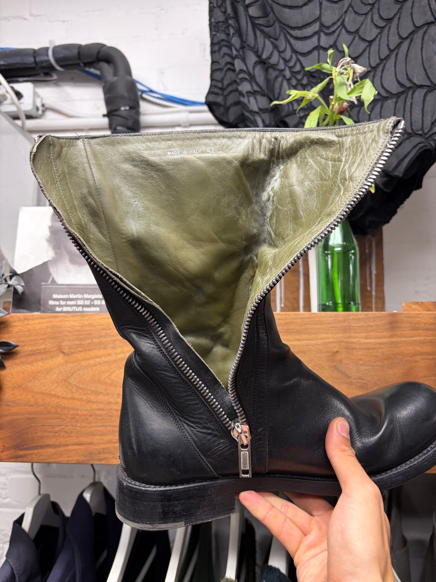 Rick Owens ‘Creeper’ Black Leather ‘Goodyear Sole’ Combat Boots