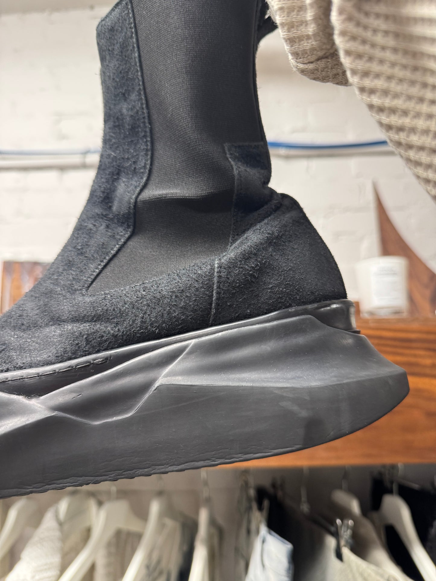 Rick Owens ‘Abstract’ Sole Black Suede Boots