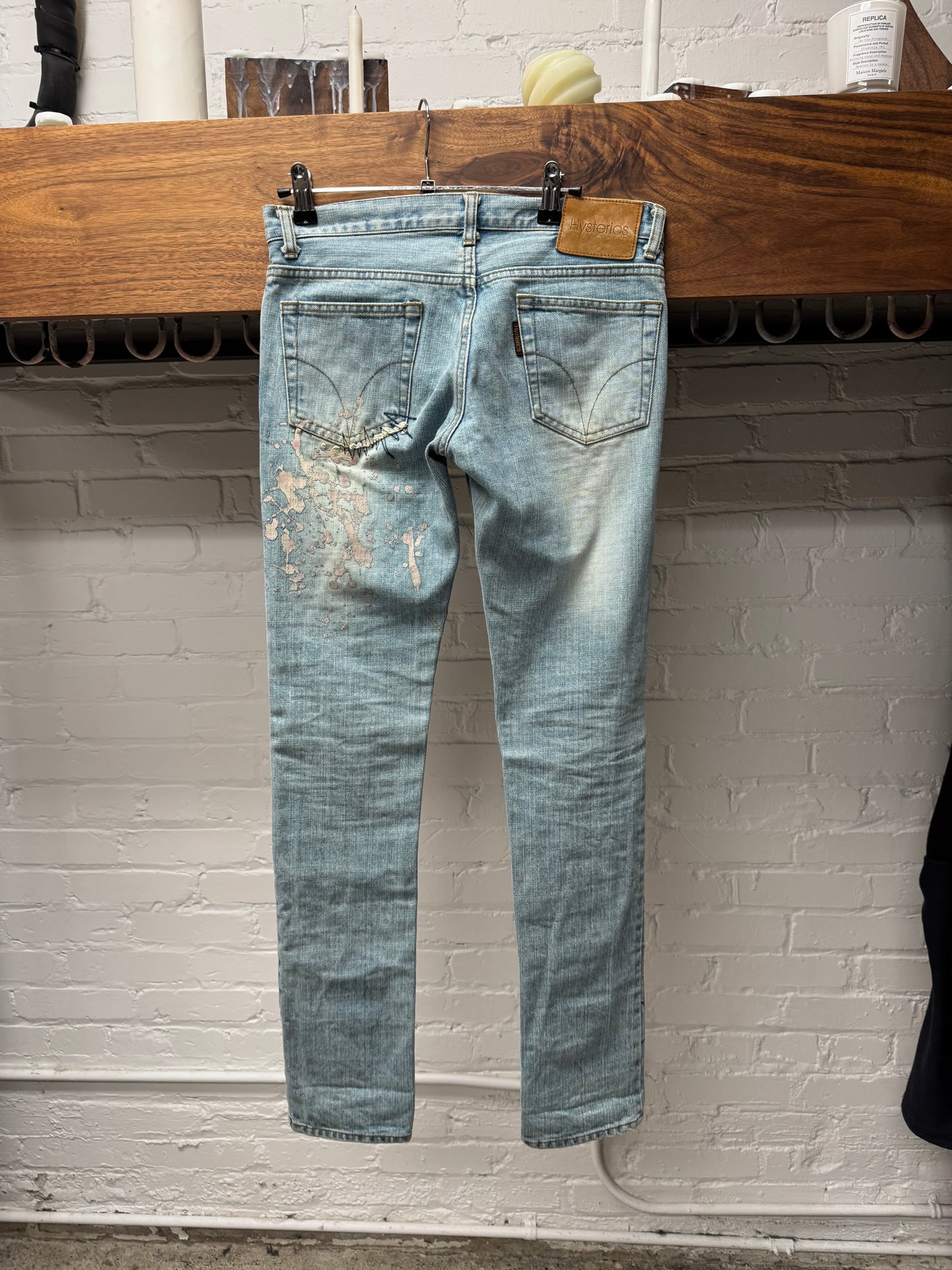 2000s Hysteric Glamour ‘Heavy Distressed’ Light Wash Blue Skinny Jeans