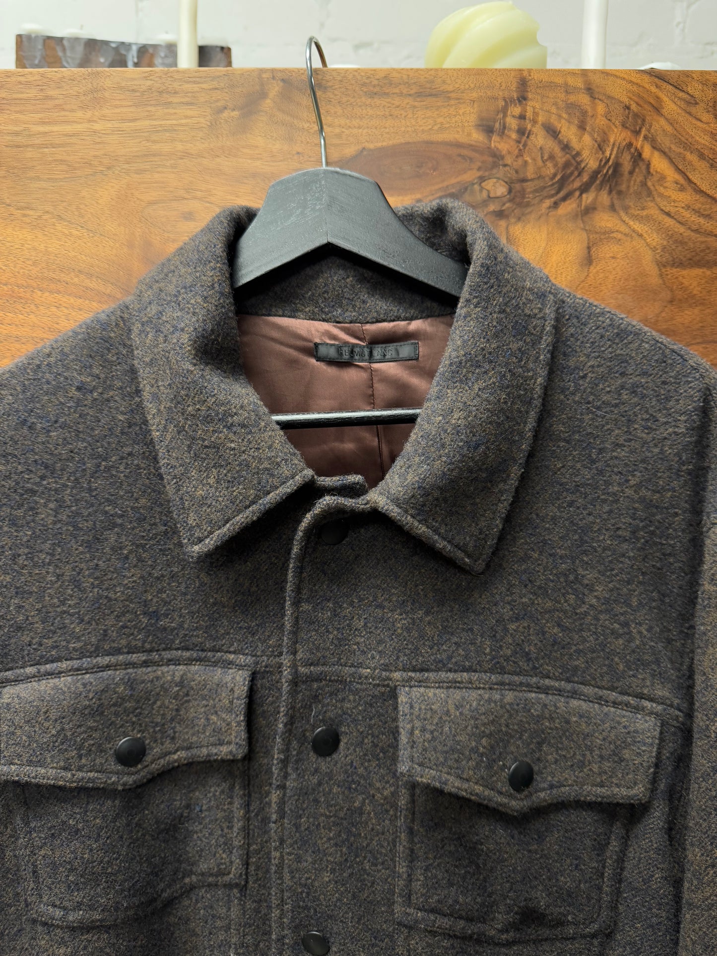 Vintage Helmut Lang ‘Felted Wool’ Brown Button Snap Work Jacket