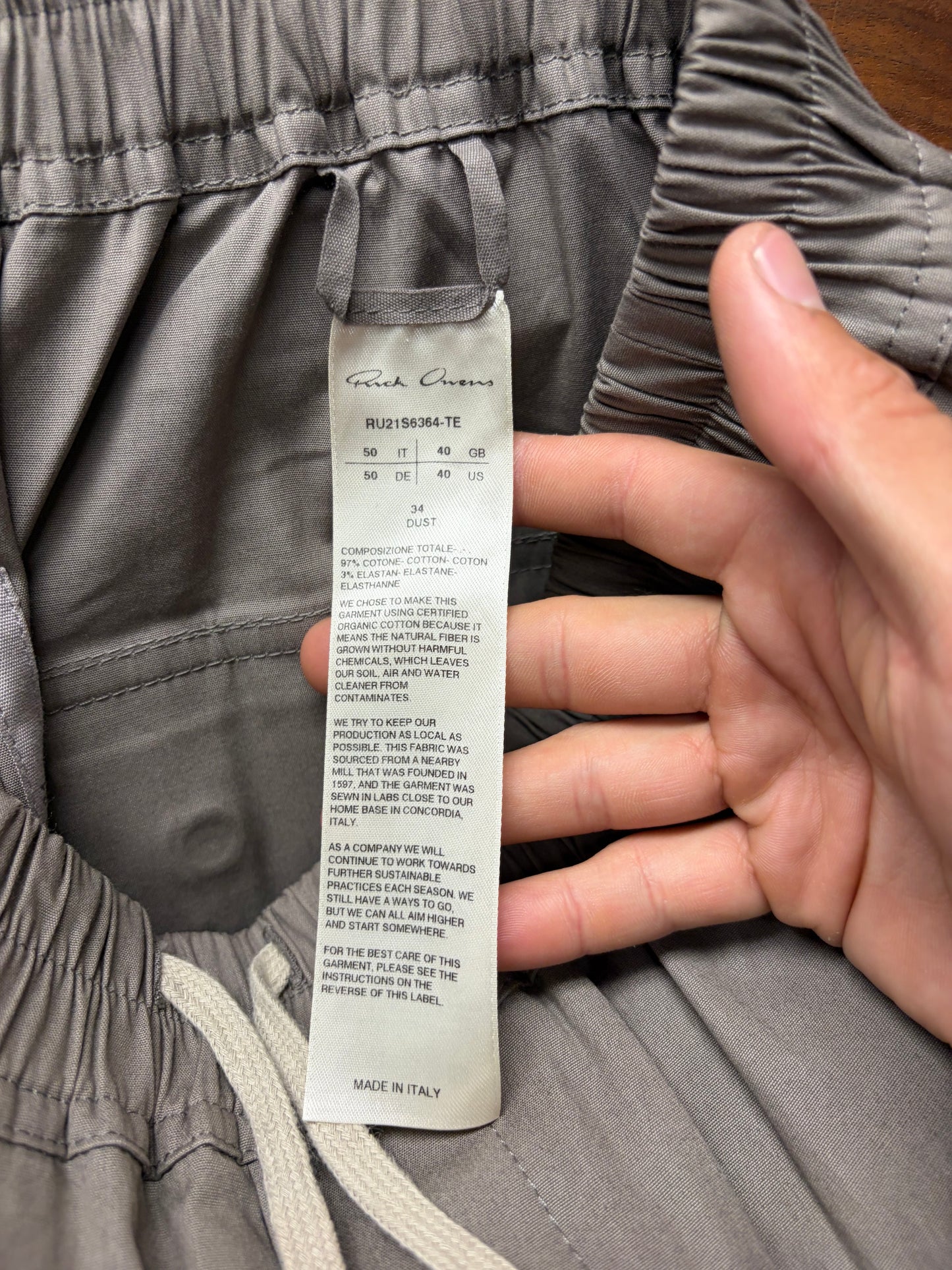 SS2021 Rick Owens ‘Phlegethon’ Dust ‘Panier’ Cargo Pants