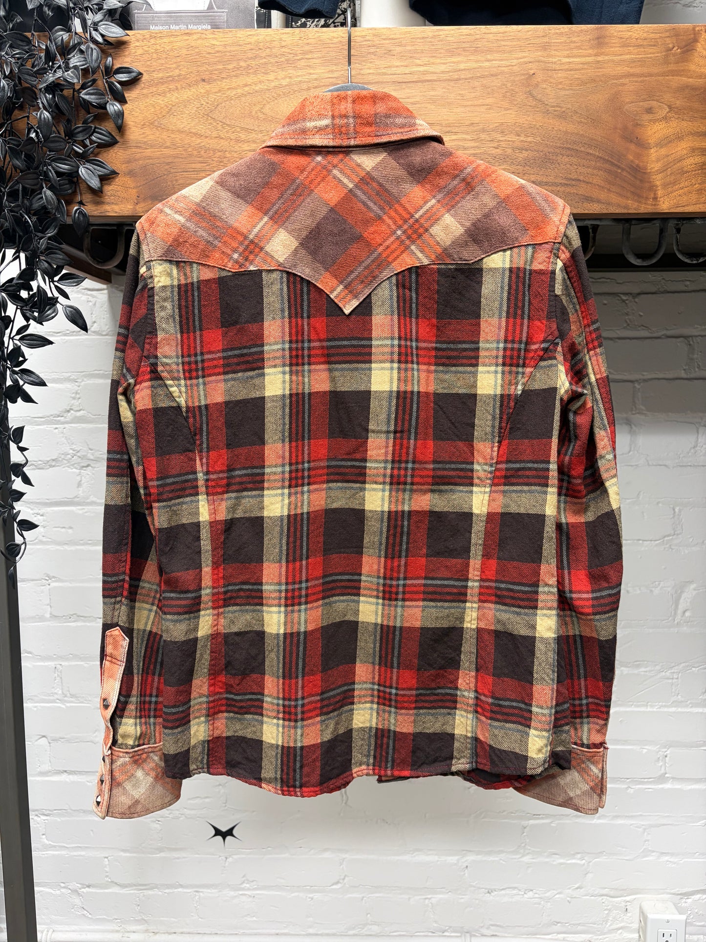 Isamu Katayama Backlash ‘Pigskin Suede’ Printed Plaid Western Flannel