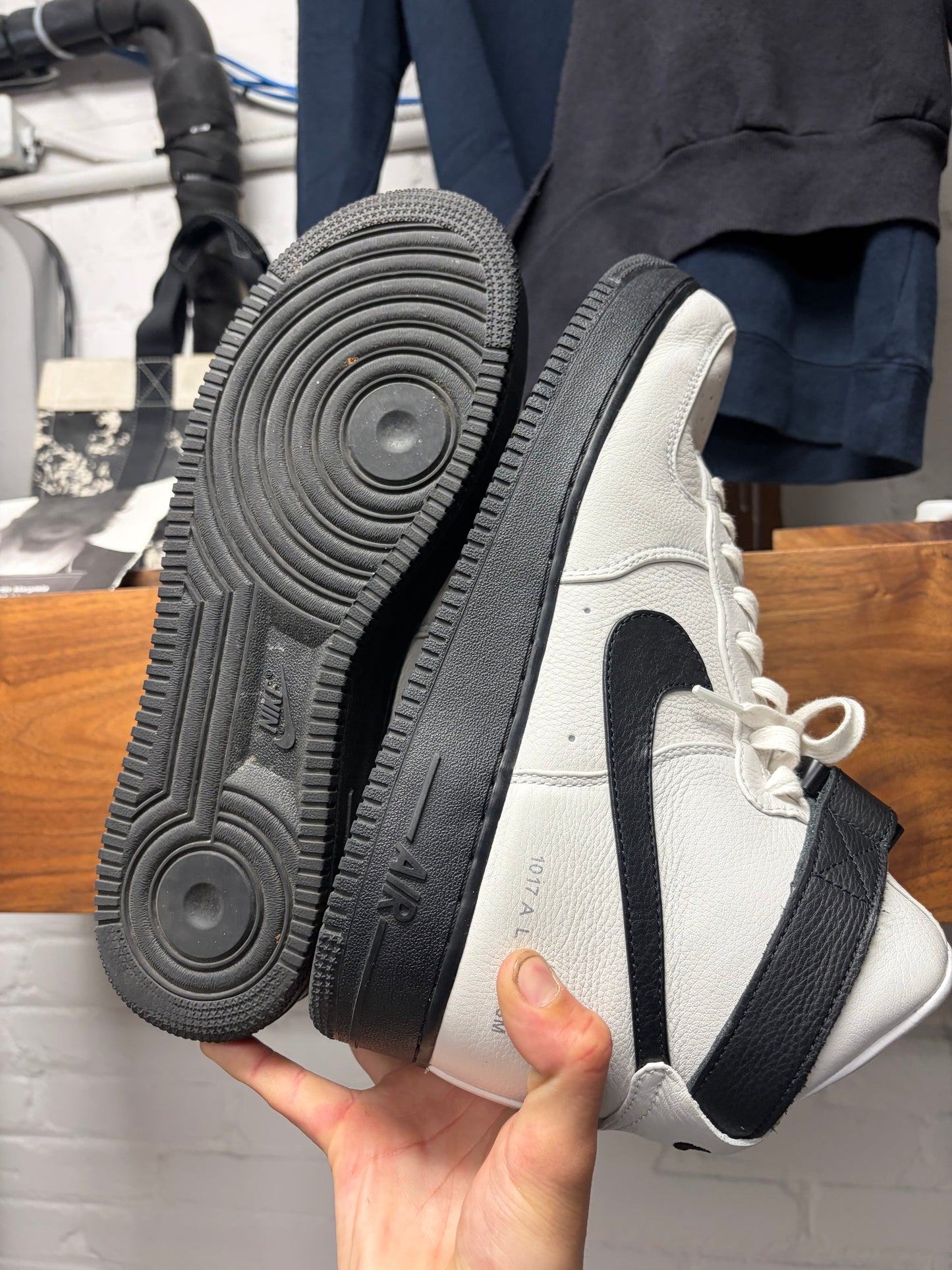 1017 Alyx 9SM x Nike Air Force 1 High Black/White Buckle Sneakers