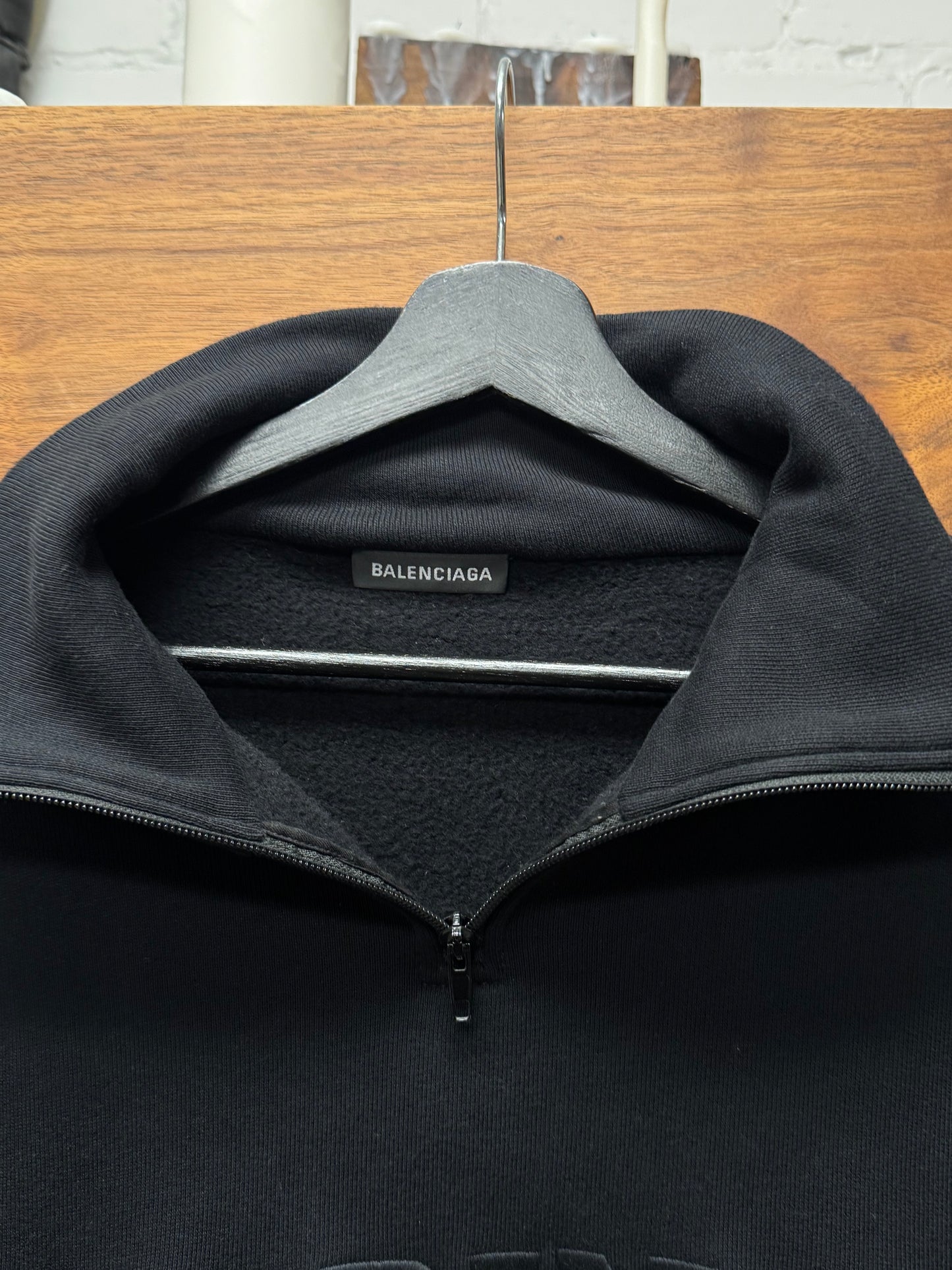 SS2018 Balenciaga ‘Twinset’ Hybrid Sleeve Quarter Zip Polo