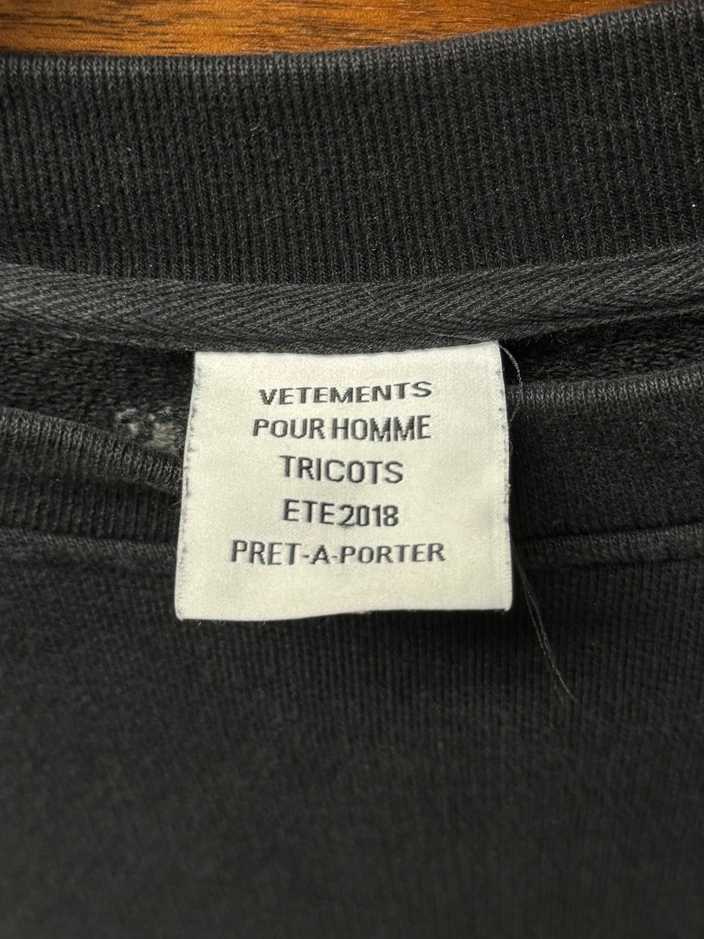 SS2019 Vetements ‘Wash Tag’ Sweatshirt