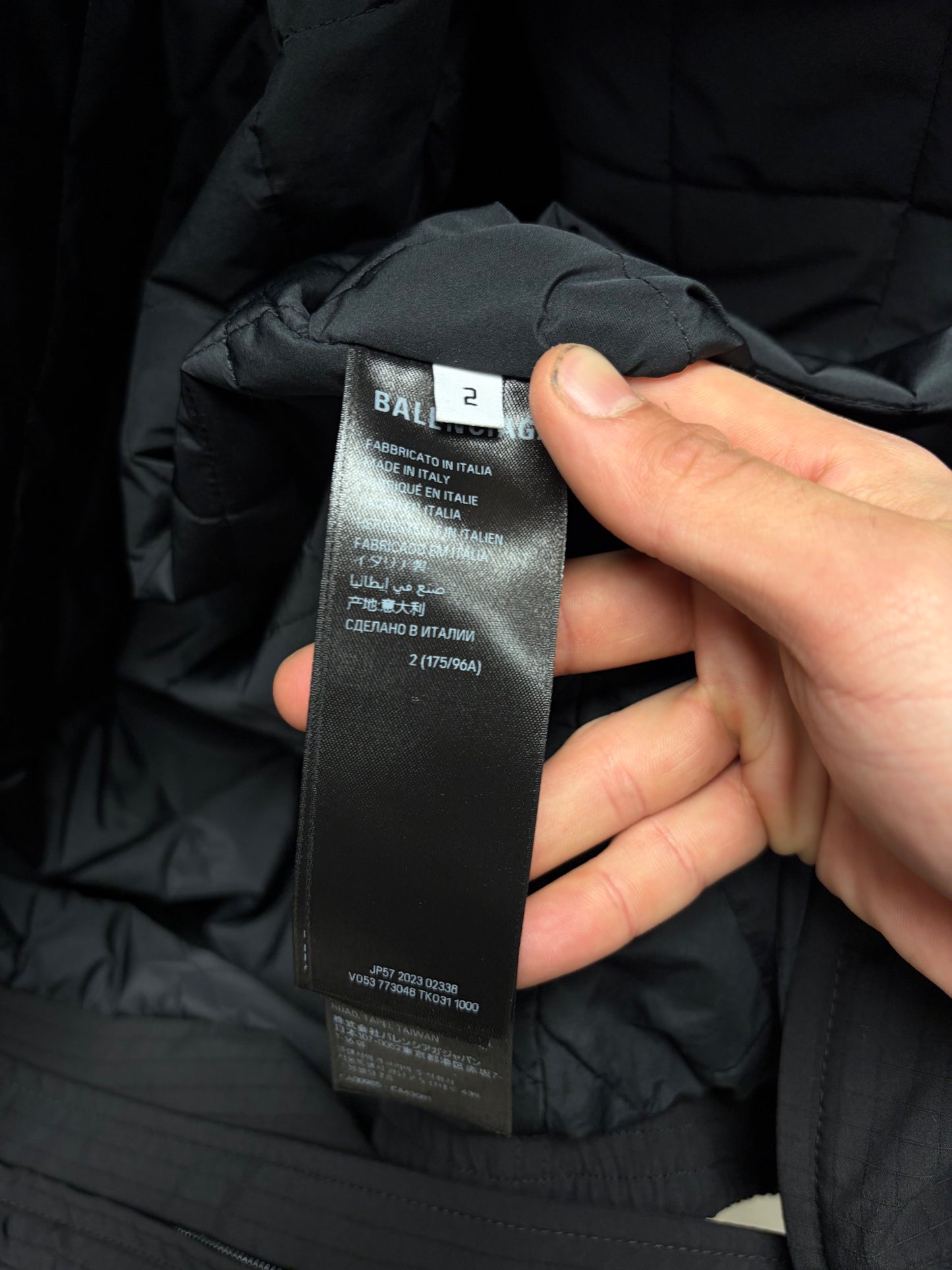 Balenciaga ‘Kick Logo’ Black Ripstop ‘Cocoon’ Jacket
