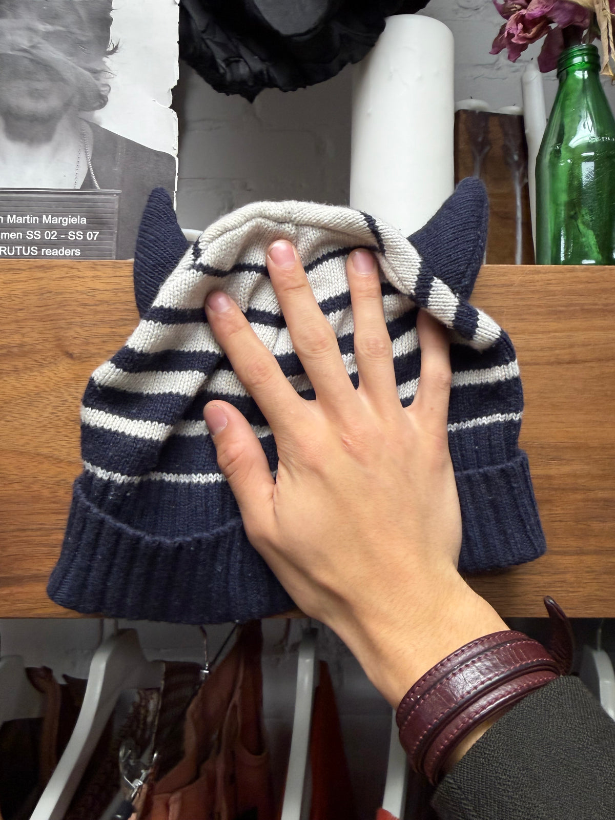 2014 Jean Paul Gaultier x Lindex Striped ‘Devil Horned’ Ribbed Knit Beanie