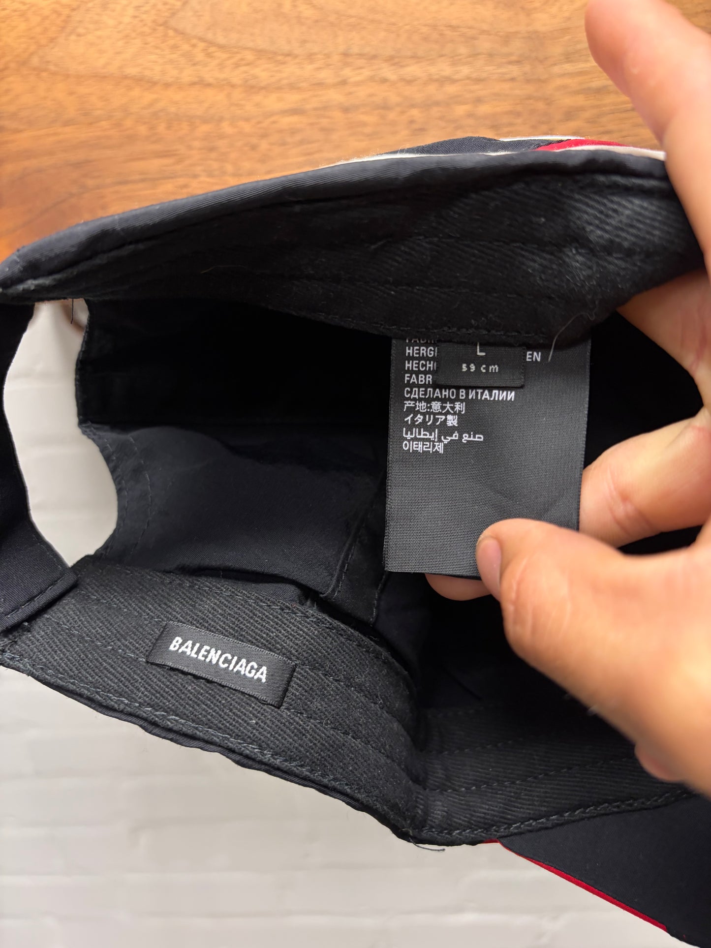 Balenciaga ‘Sporty B Logo’ Black/Red Track Strap-Back Baseball Cap