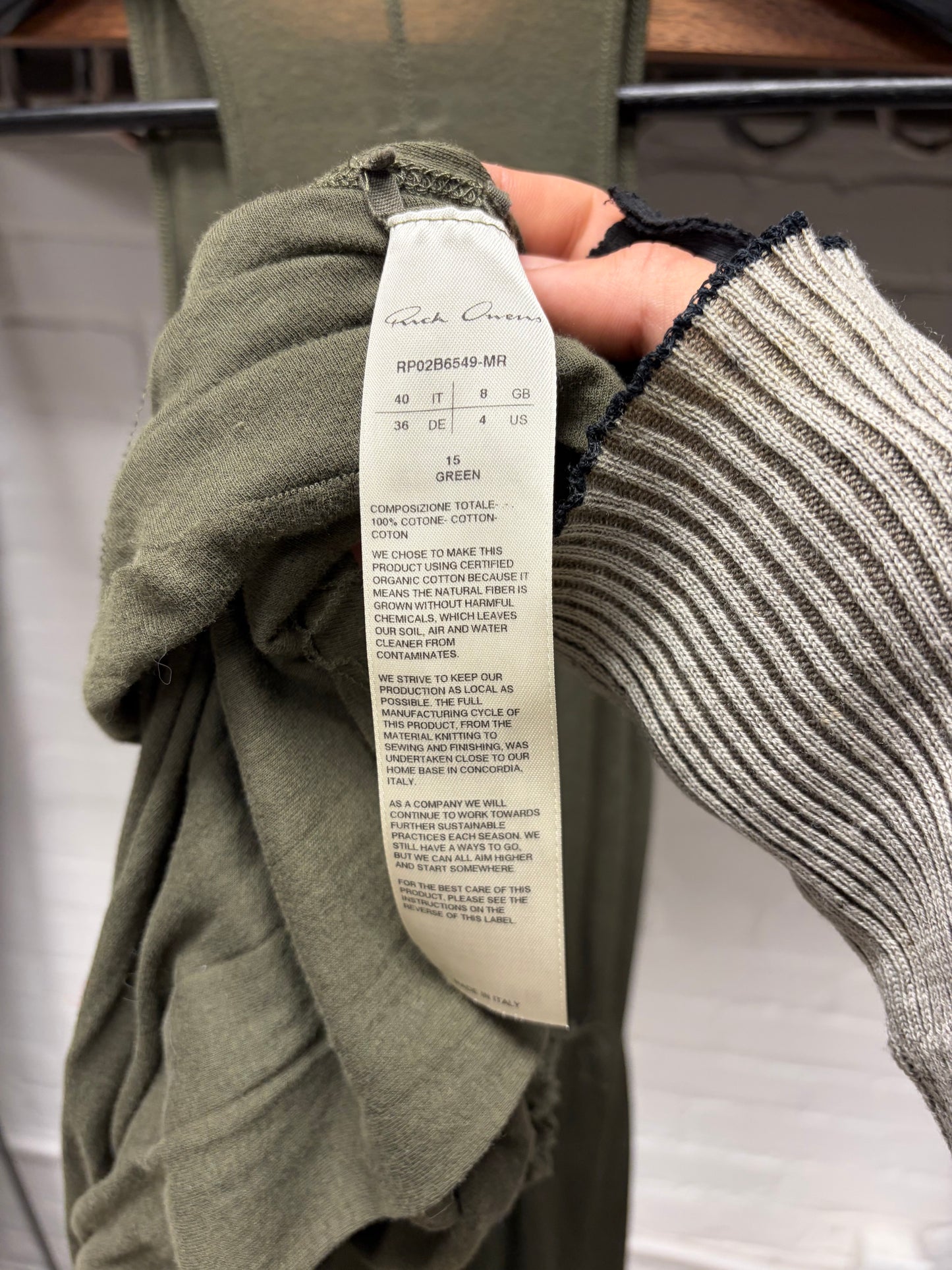 AW2022 Rick Owens ‘Strobe’ Green Jersey Cotton Tank Top Dress