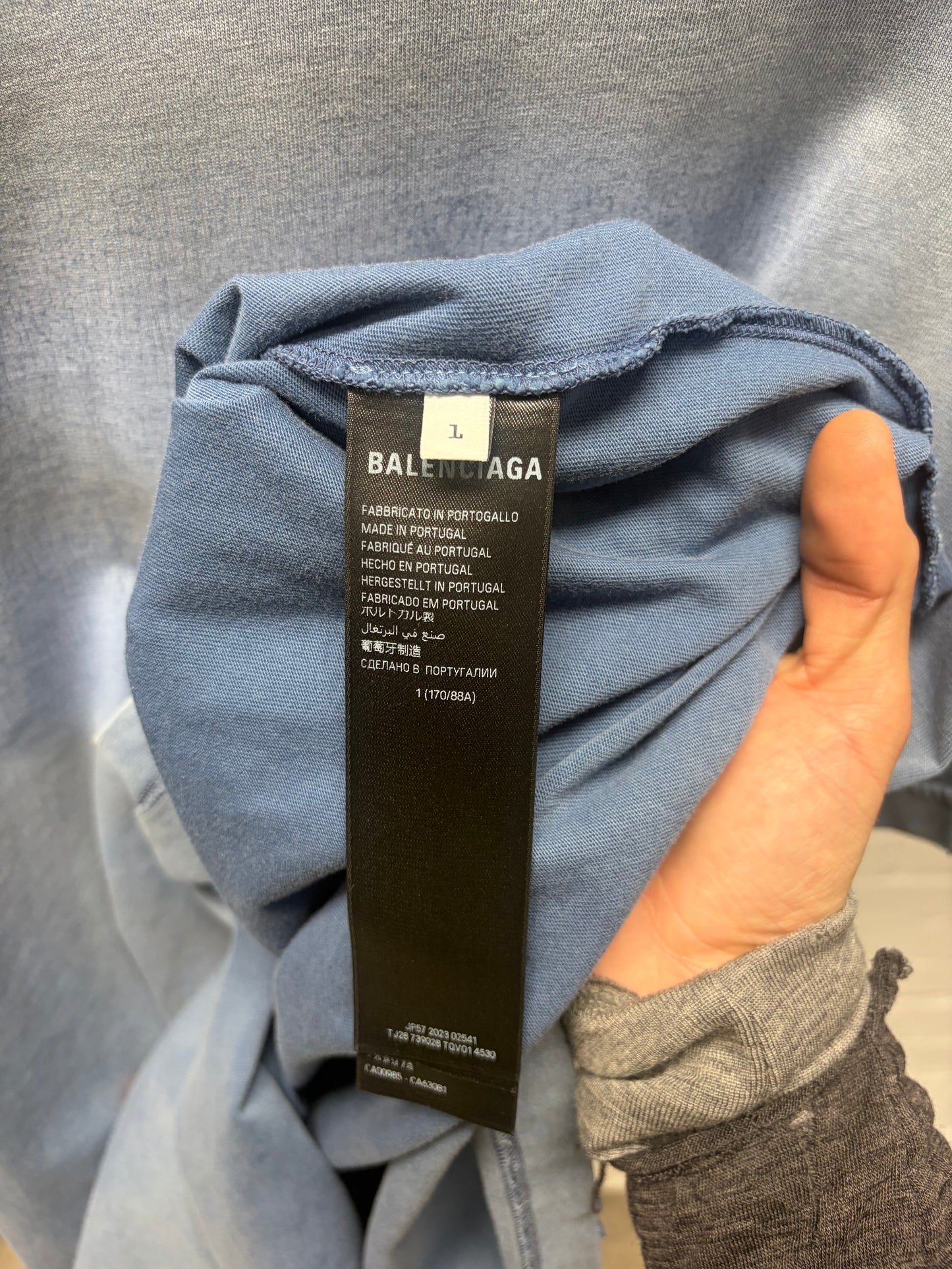 AW2023 Balenciaga ‘Paris Moon’ Distressed Blue Oversized T-Shirt