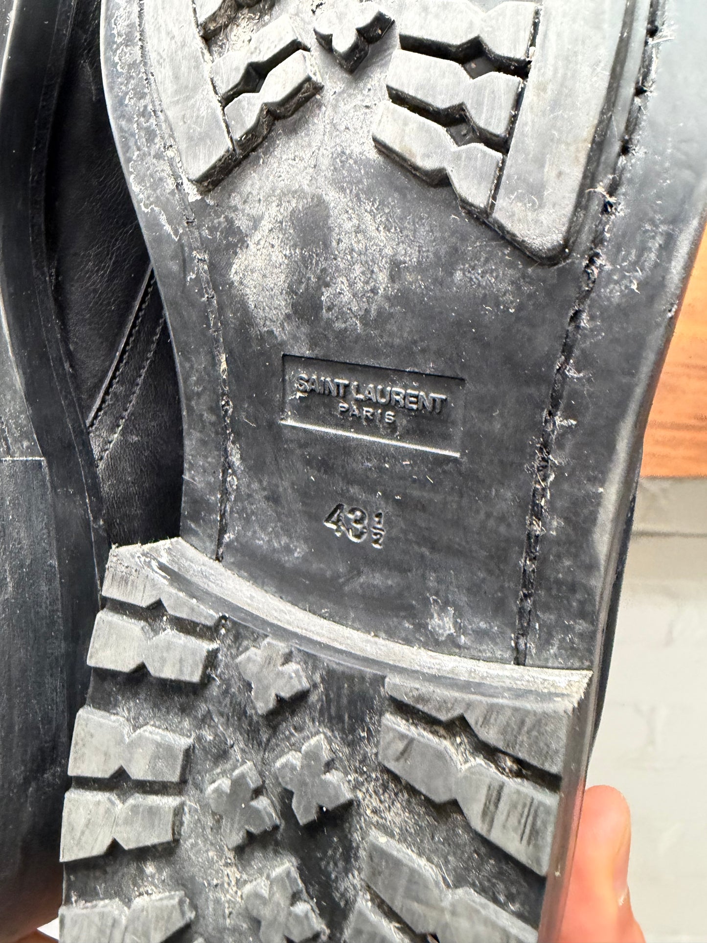 Saint Laurent Black Calfskin Patent Leather Combat Boots