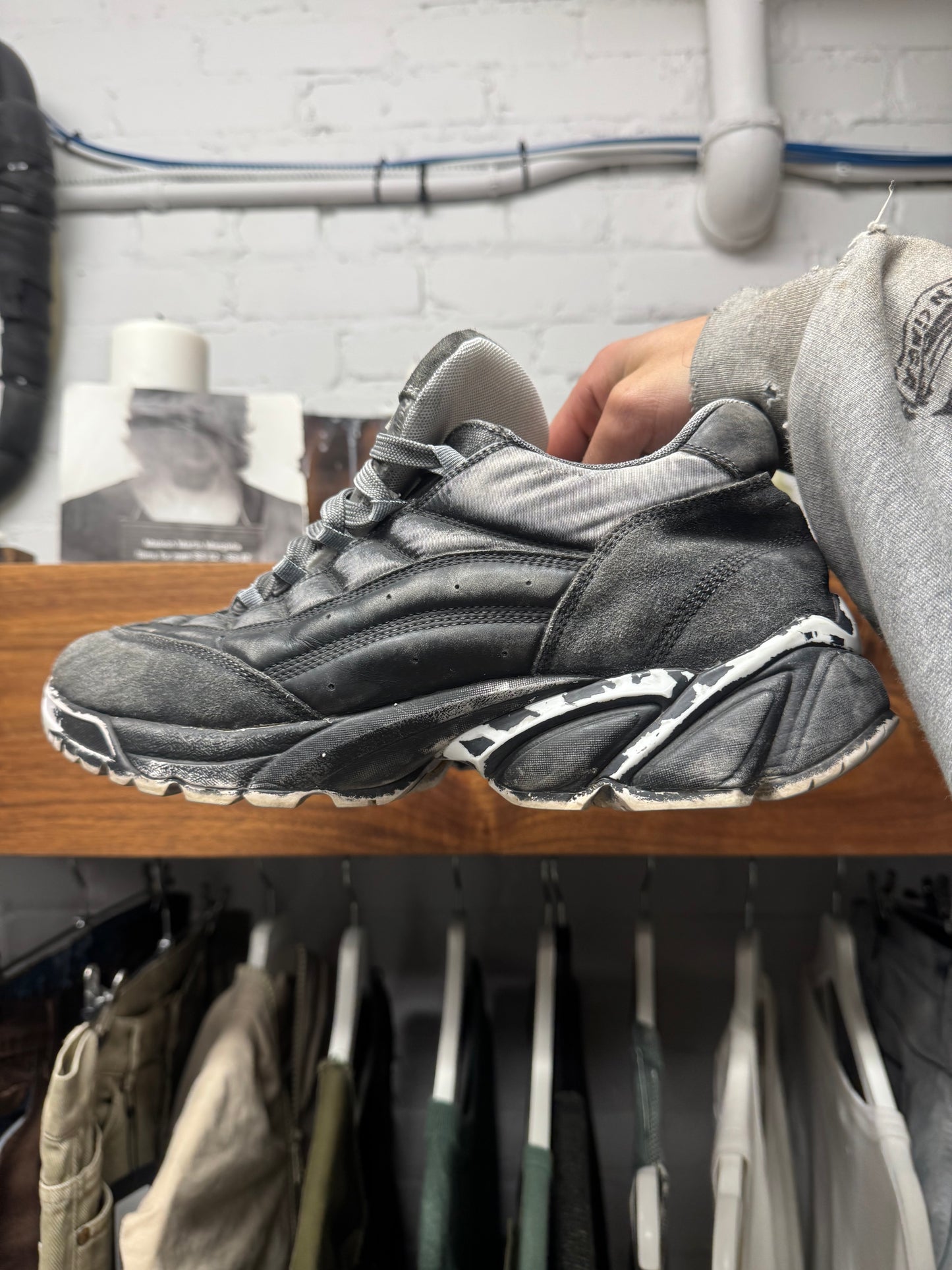 Maison Margiela Distressed Grey Low Top Sneakers