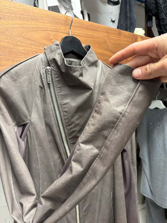 Rick Owens ‘Mollino’ DNA Dust High-Neck Lambskin Leather Jacket
