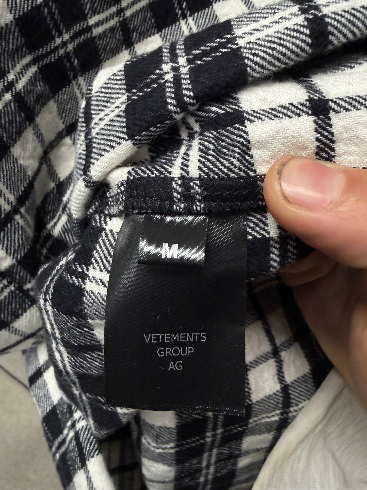 Vetements Black/White ‘Metalized’ Pyjama Plaid Oversized Shirt