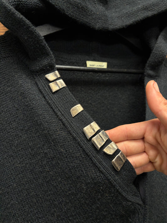 2013 Saint Laurent by Hedi Slimane ‘Baja’ Pierced Wool Hooded Cardigan