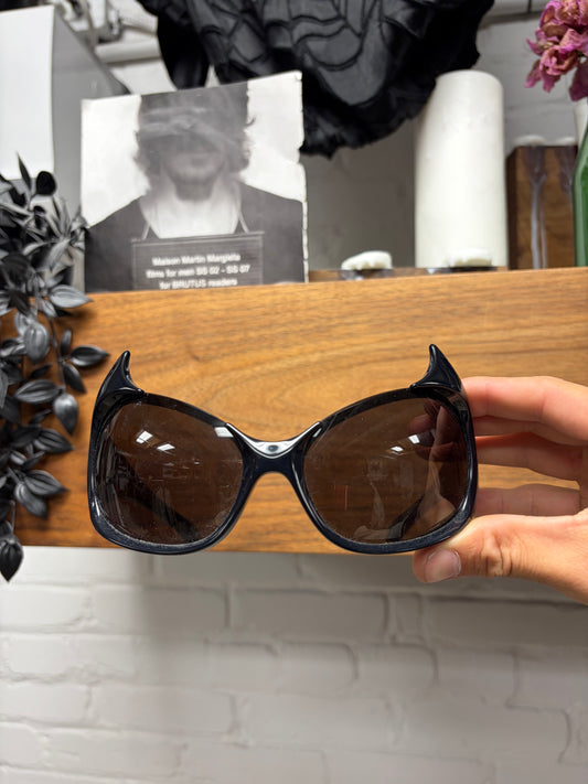 Balenciaga ‘Gotham’ Horned Black Bug Eye Sunglasses