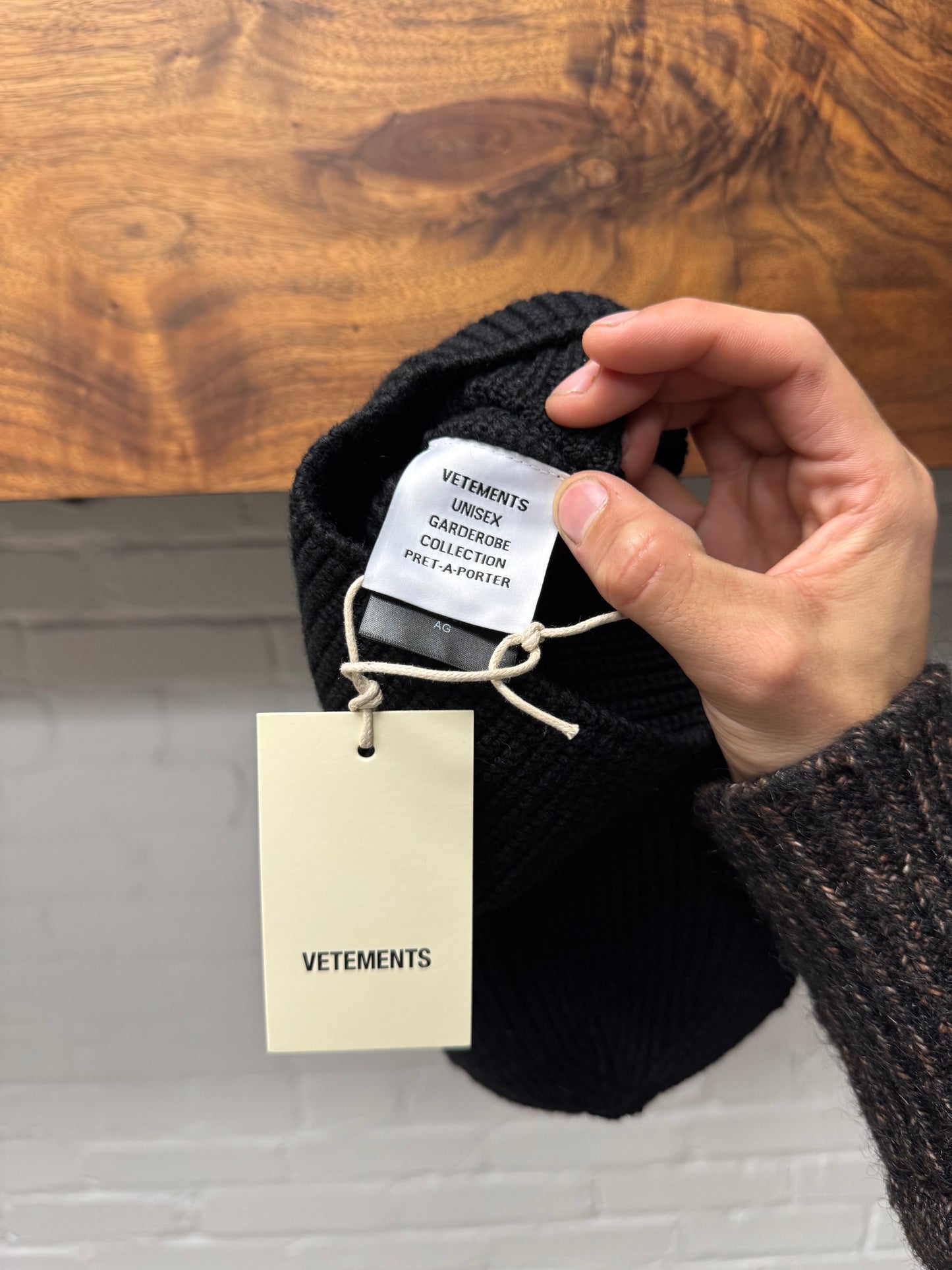 Vetements Ribbed Black Knit Balaclava/Ski Mask