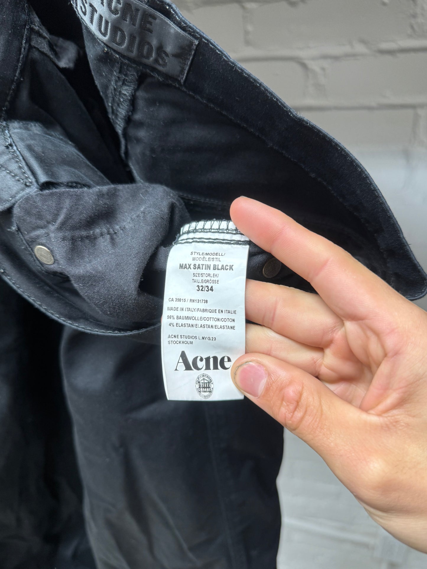 Acne Studios ‘Max Satin Black’ Skinny Denim