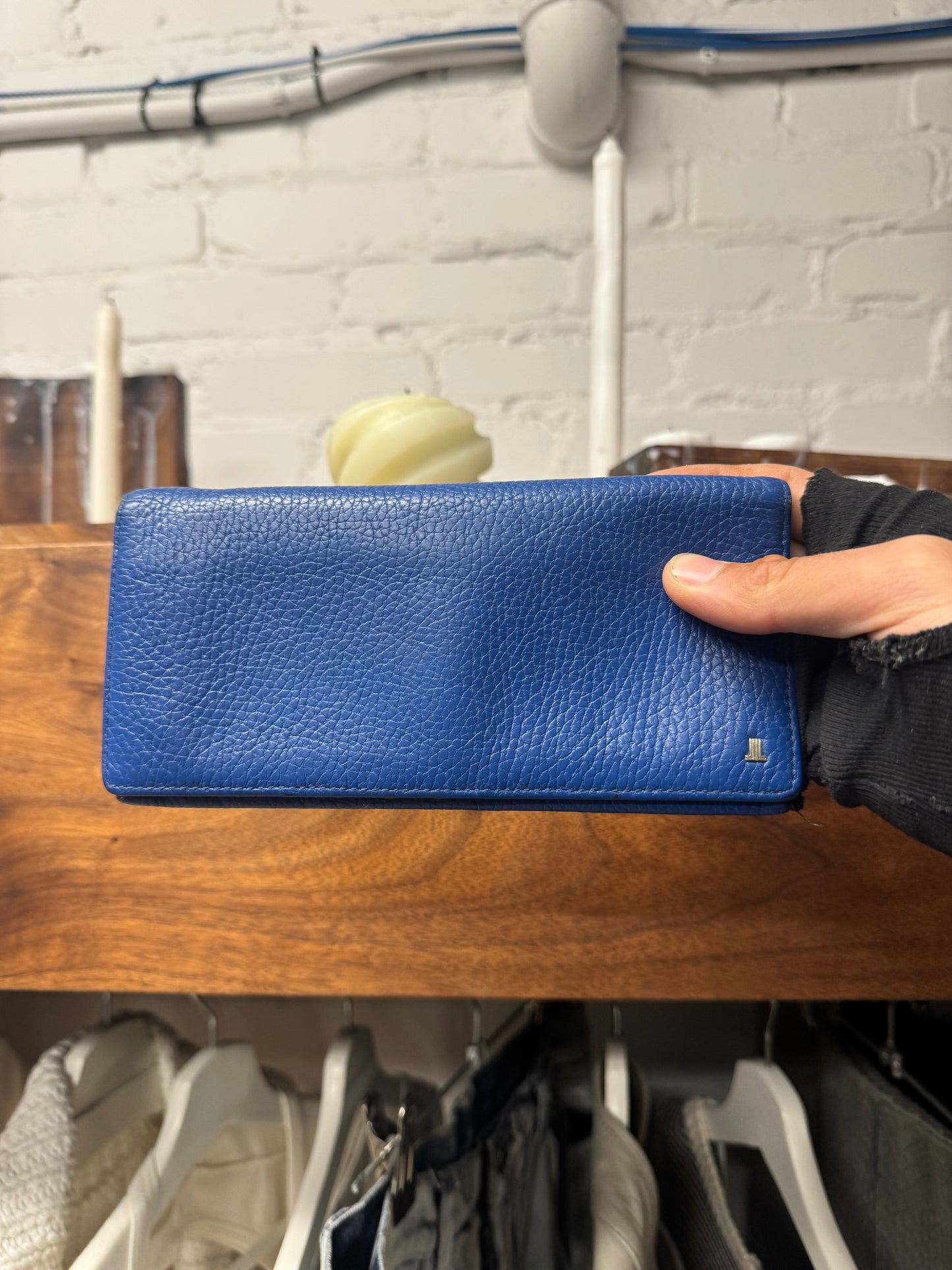 Lanvin Blue Calfskin Leather Long Wallet