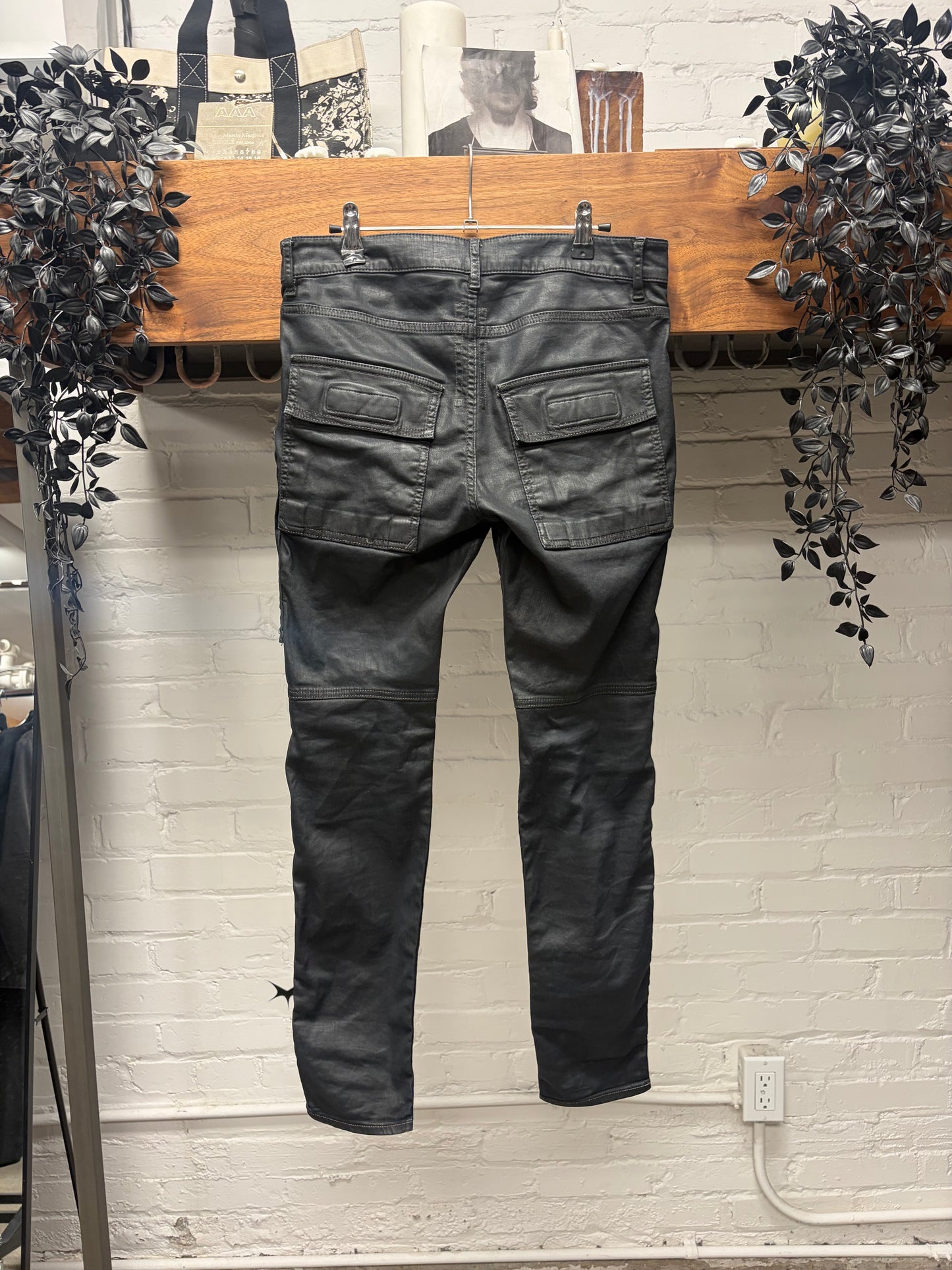 Rick Owens ‘Memphis’ Hybrid Waxed Black Denim