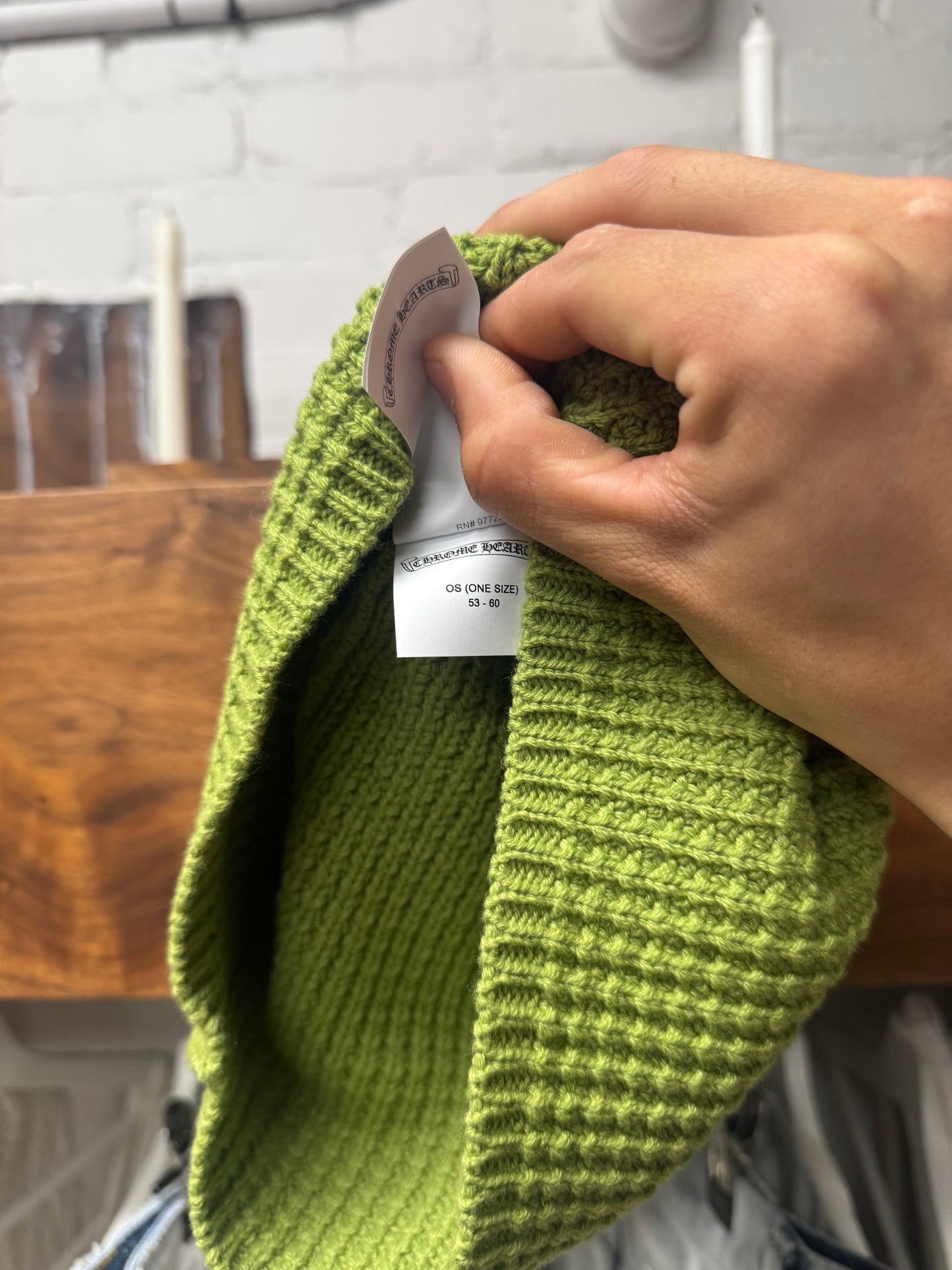 Chrome Hearts ‘Hit & Run’ Green Cashmere Silver Knitted Beanie