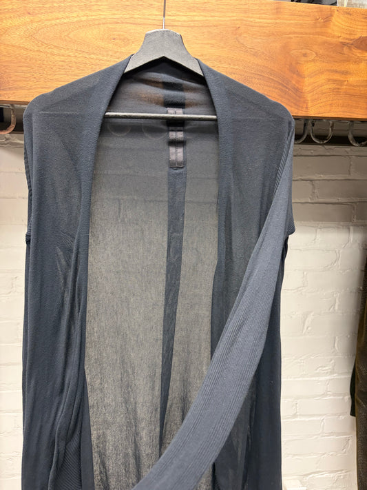AW2011 Rick Owens ‘Anthem’ Black Semi Sheer Waterfall Cardigan