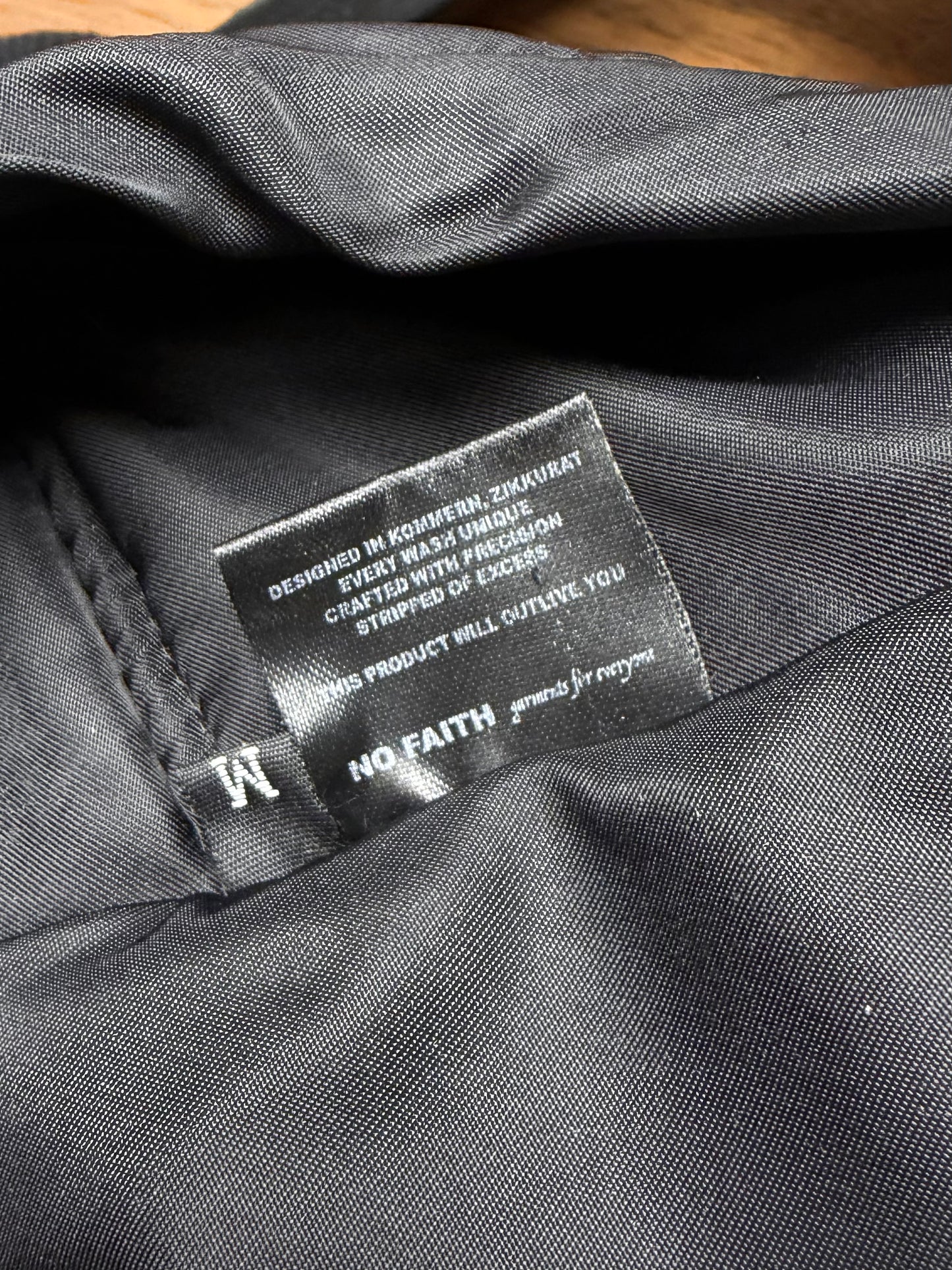 No Faith Studios Reversible Black Thermal Cotton Hoodie/Bomber Jacket
