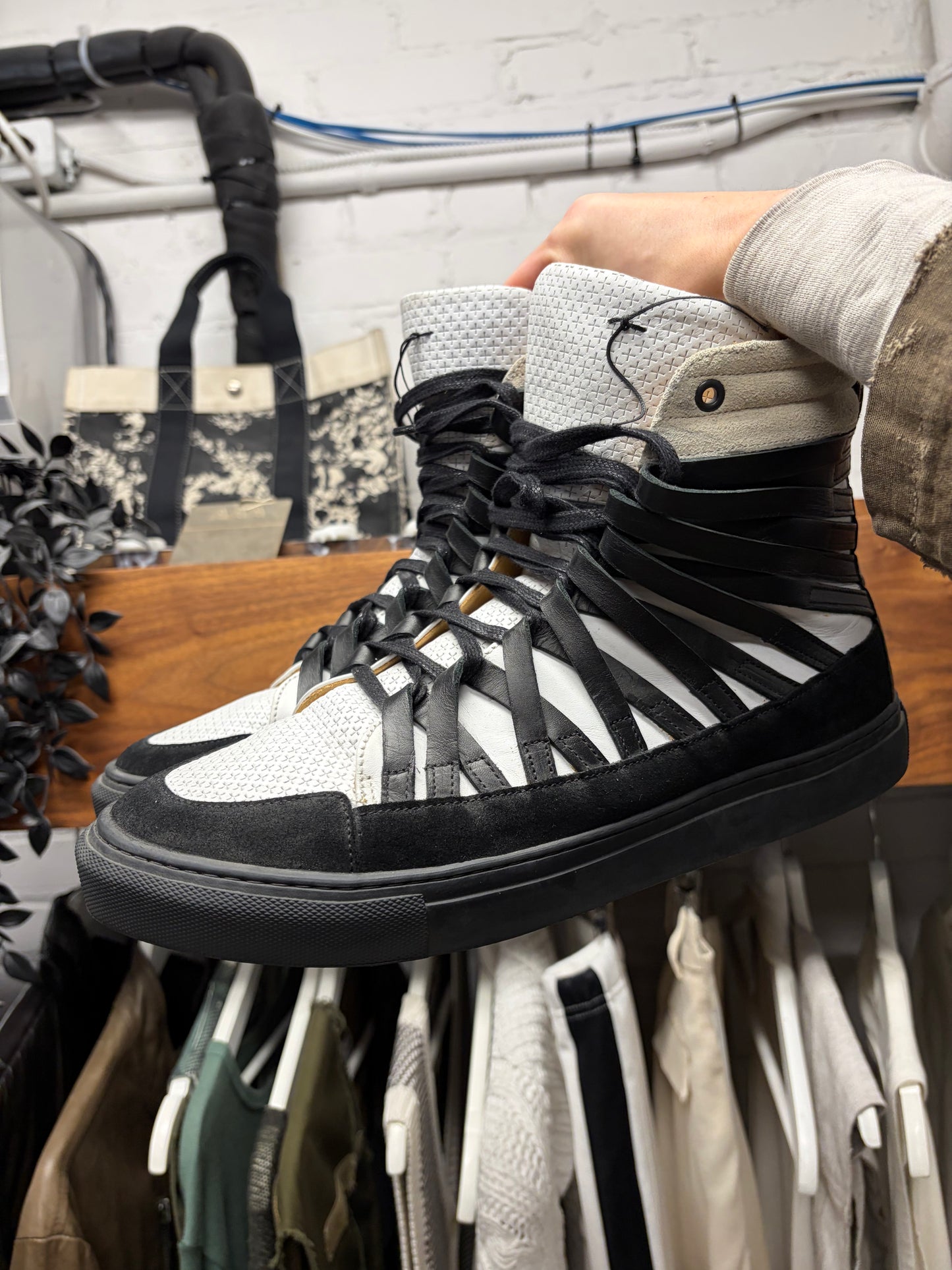 Damir Doma ‘Falco’ Multi-Lace Leather High Top Sneakers