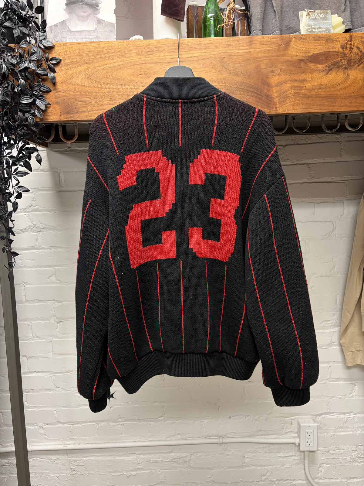 SS2023 Supreme Pinstripe Red/Black Varsity Jacket