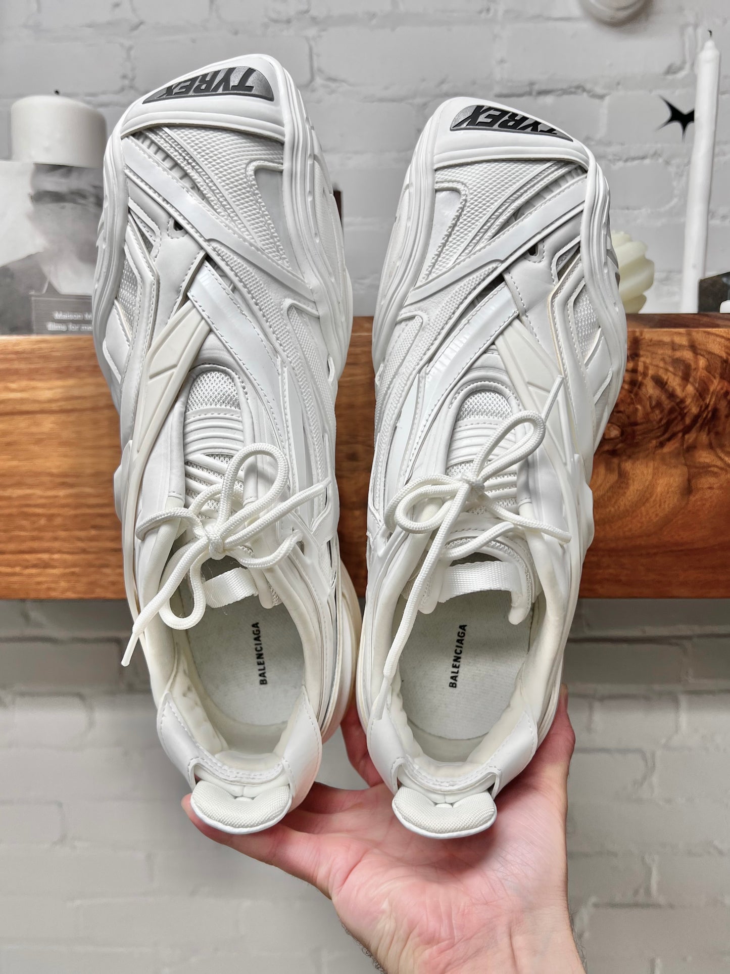 Balenciaga ‘Tyrex’ Triple White Caged Low Top Sneakers