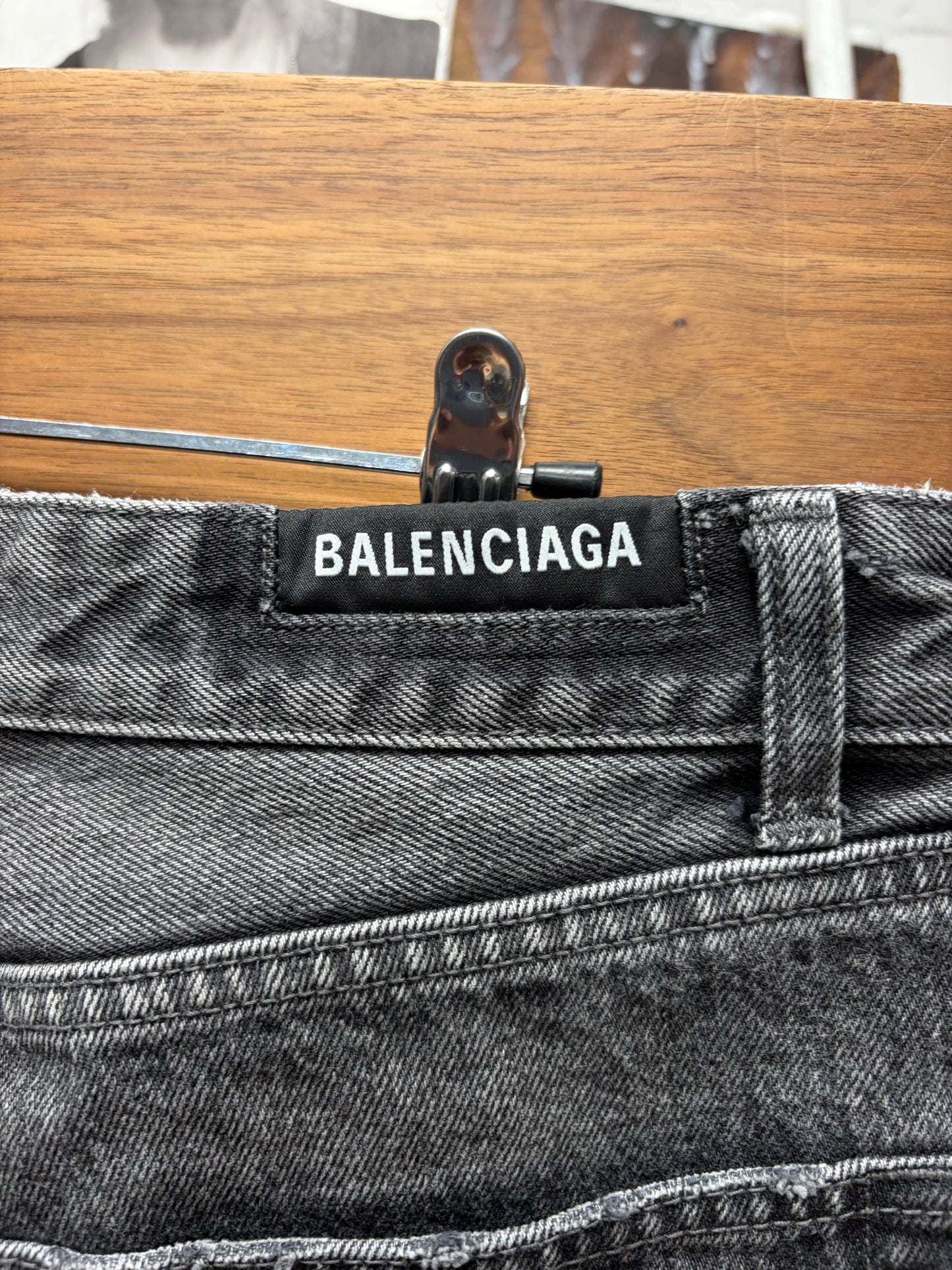 2021 Balenciaga Washed Black Straight Leg Denim