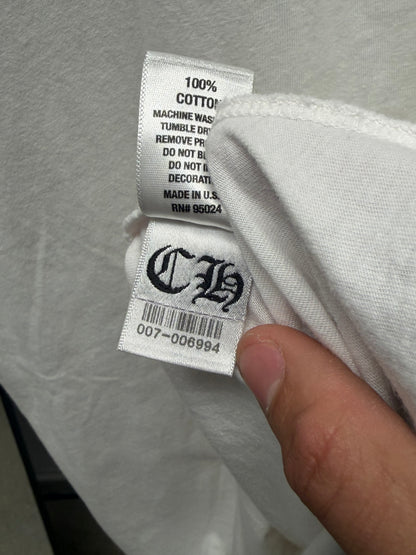Chrome Hearts ‘Dagger/Vine’ Logo White Polo with Rhodium Hardware