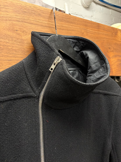 AW2015 Rick Owens ‘Mollino Zip’ Full Length Black Wool Coat
