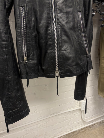 EKAM Black Lambskin Leather ‘Intarstia’ Jacket