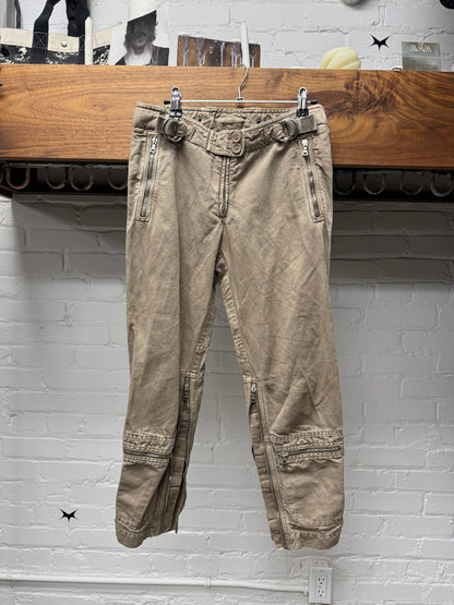 2000s Prada Light Brown Capri Cropped Military Pants