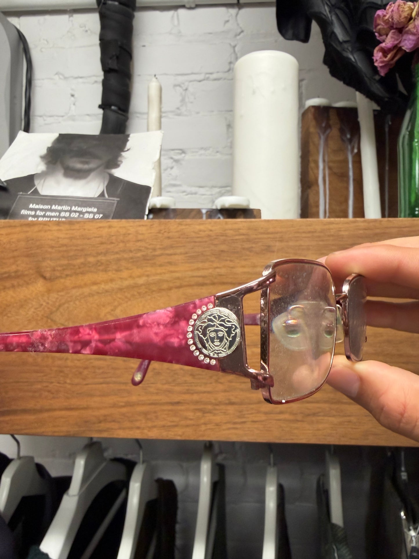 Versace Pink/Silver ‘Medusa Logo’ Rectangular Shape Prescription Glasses
