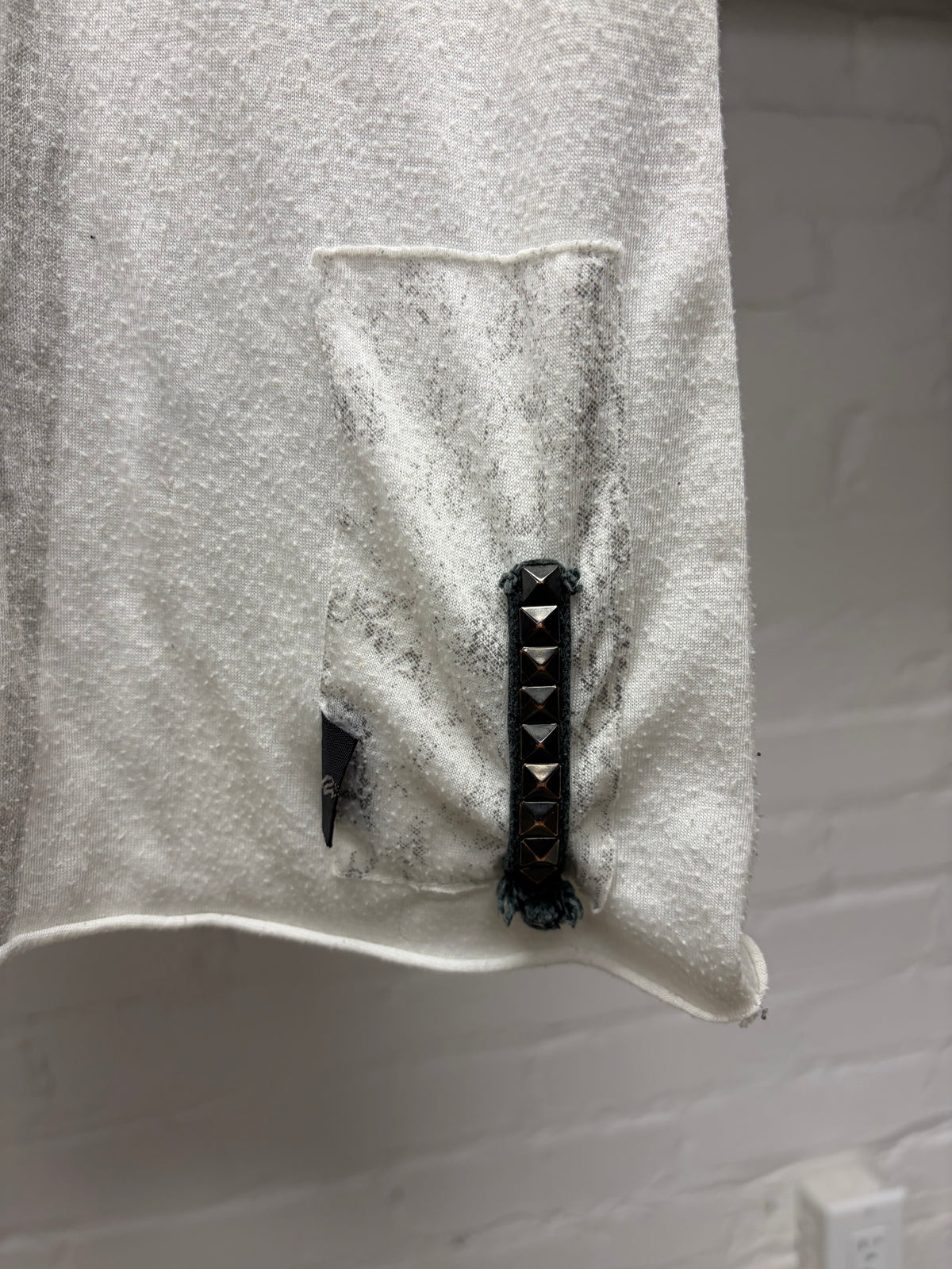 Kmrii ‘Smoke Effect’ White Semi Sheer Short Sleeve T-Shirt with Stud Details
