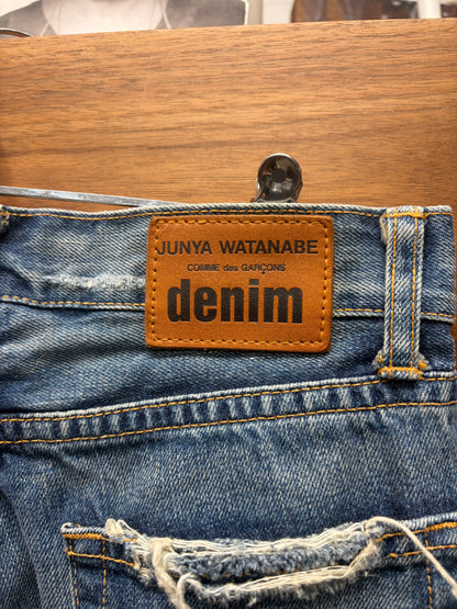 Junya Watanabe ‘Crash’ Distressed Blue Skinny Jeans