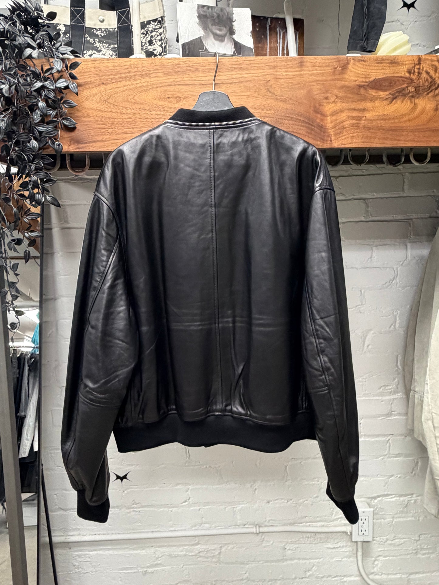 Jil Sander Exposed Zipper ‘Baseball’ Lambskin Leather Jacket