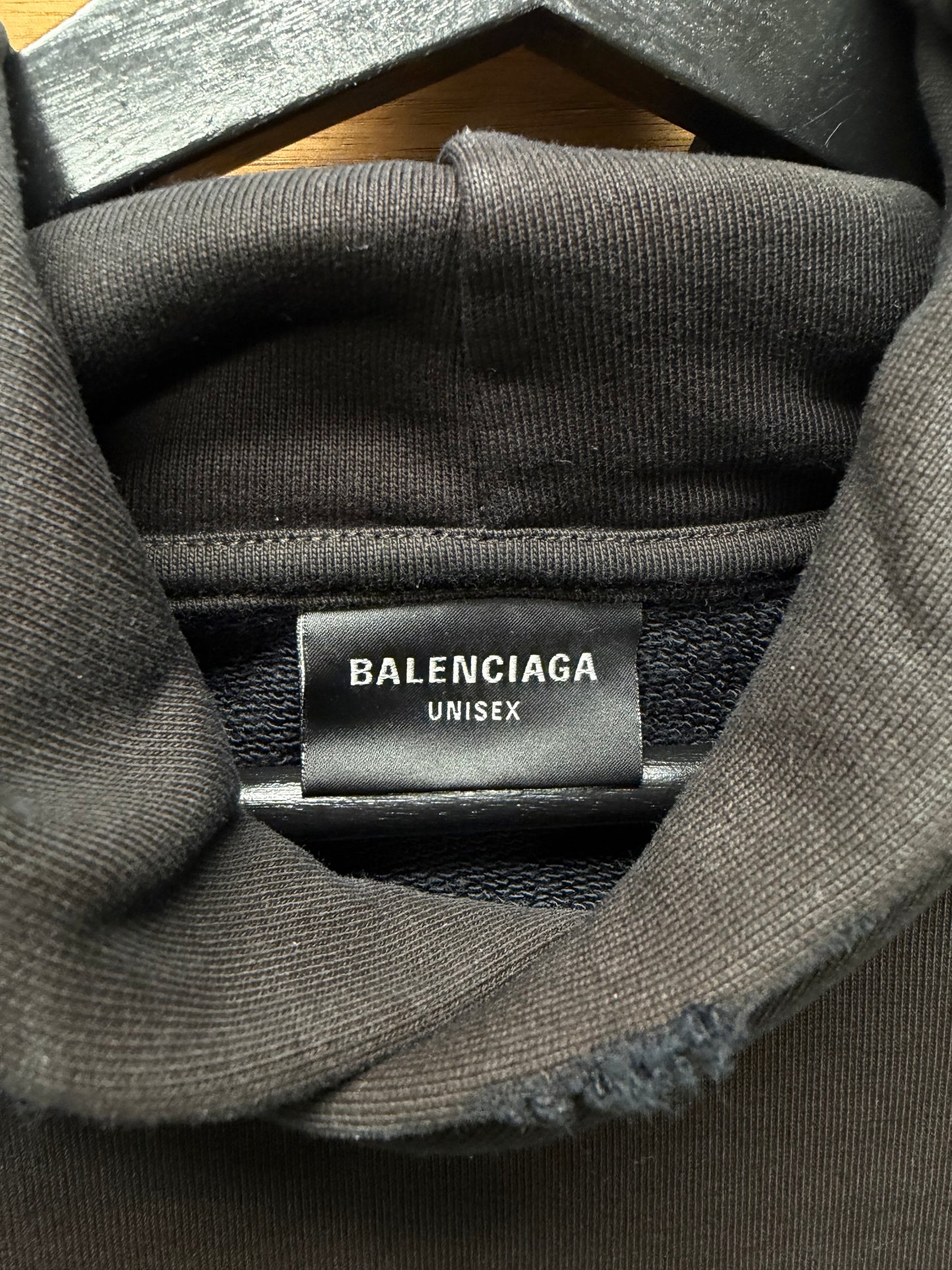 AW2024 Balenciaga ‘No Logo’ Distressed Black Pullover Hoodie