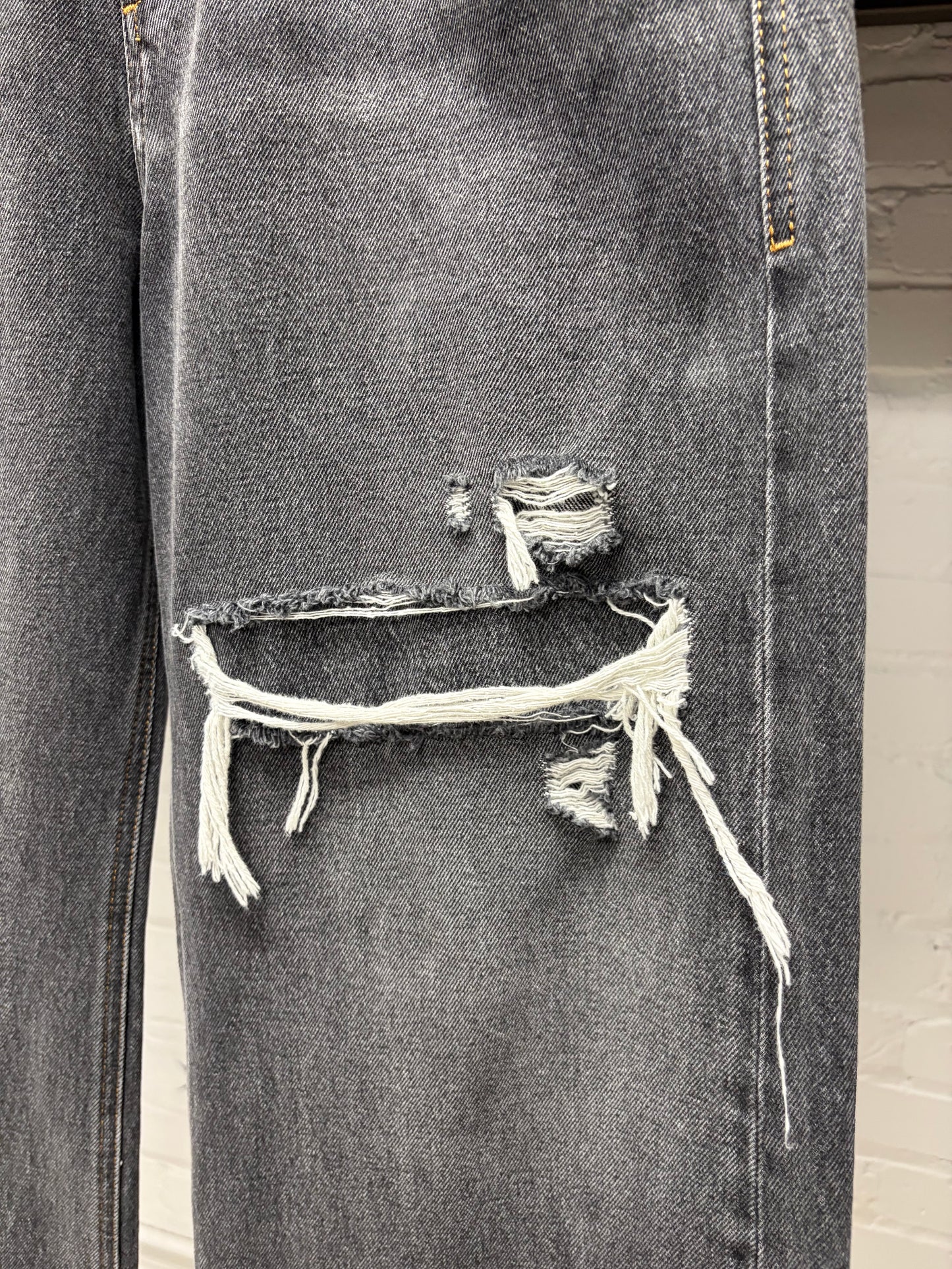 Diesel ‘D-Rise 007F6’ Distressed Grey Wide Leg Denim