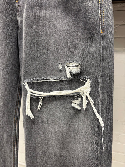 Diesel ‘D-Rise 007F6’ Distressed Grey Wide Leg Denim