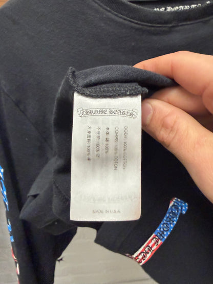 Chrome Hearts U.S.A. ‘Flag Scroll Logo’ Black Long Sleeve Shirt