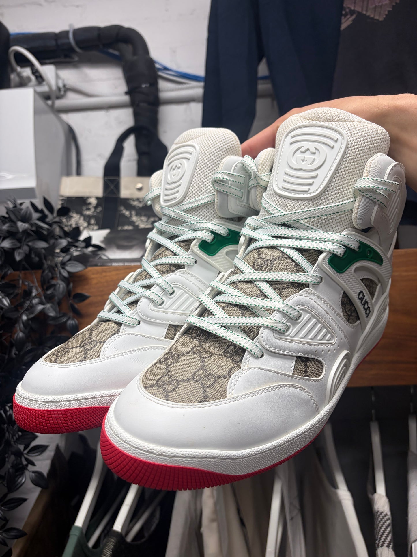 Gucci ‘Basket High’ White/Demetra Red Sneakers
