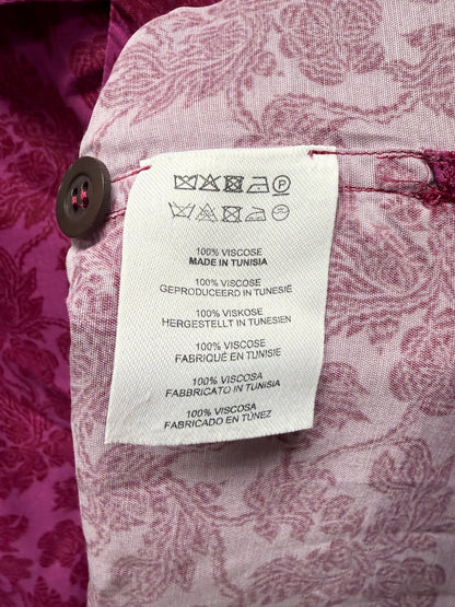 Dries Van Noten Pink Viscose Floral Print Camp Collar Shirt